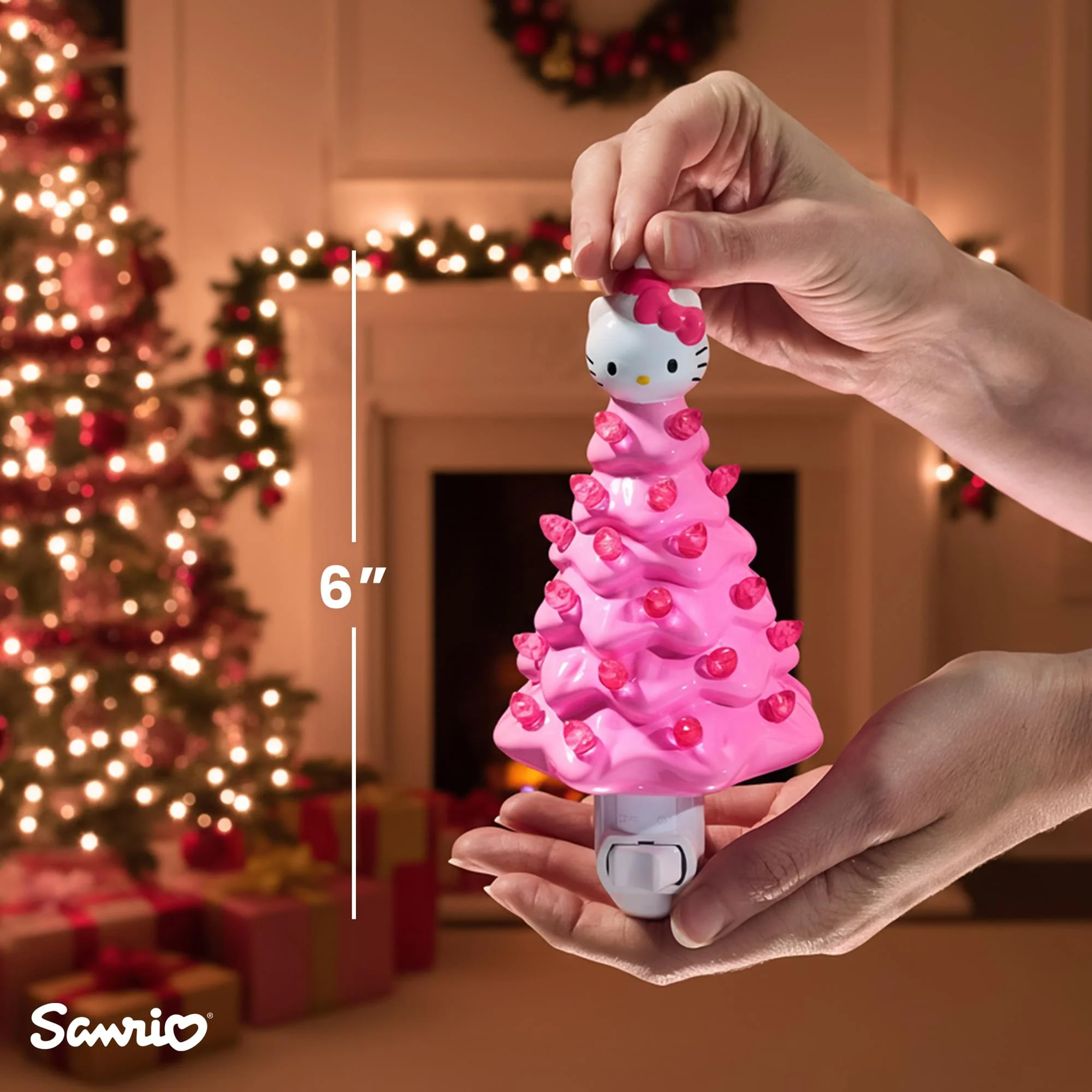 Sanrio Hello Kitty Pink 6-Inch Ceramic Christmas Tree Plug-In Nightlight - Image 9