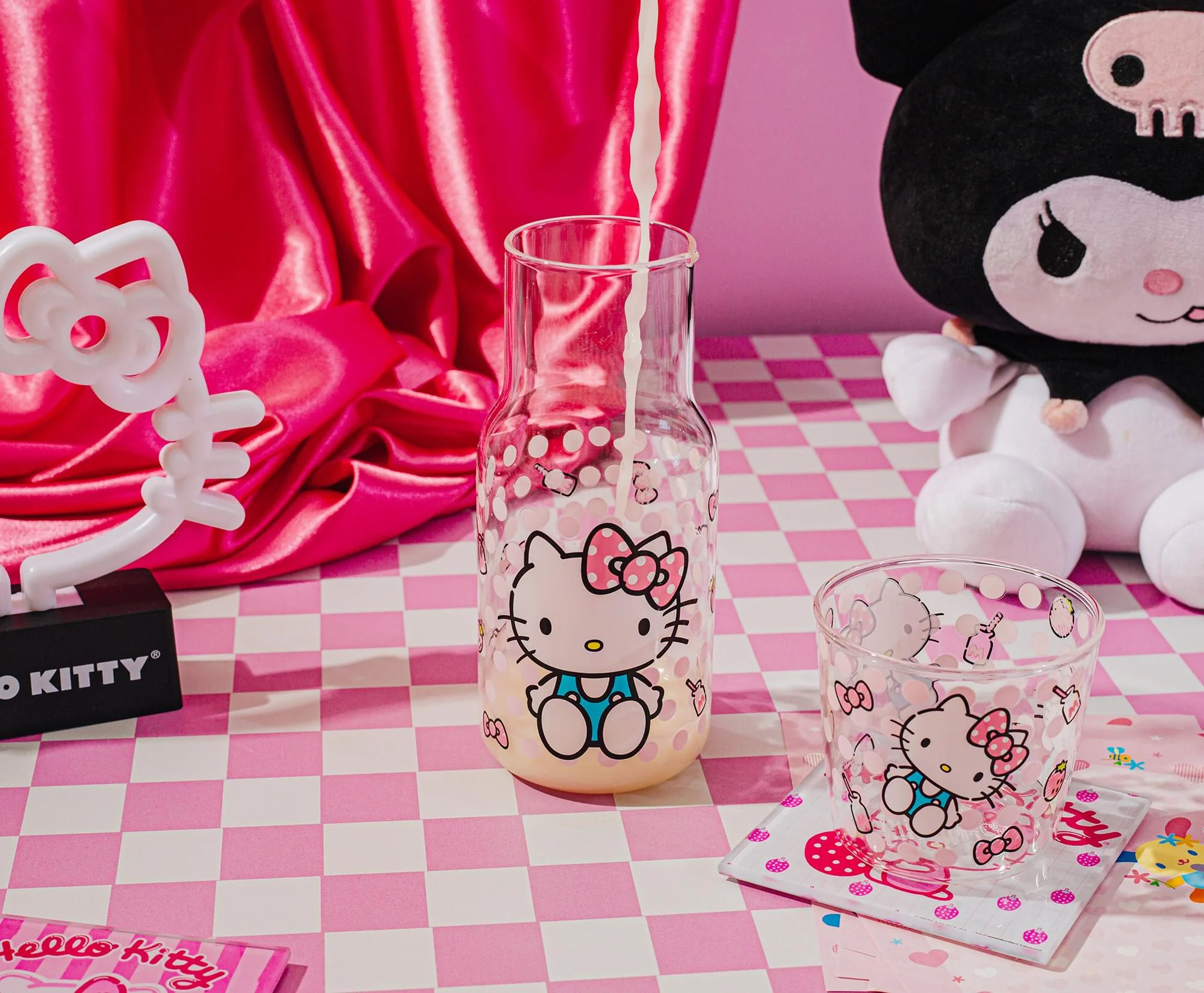 Sanrio Hello Kitty Pink Dots 18-Ounce Glass Pitcher and 8-Ounce Cup - Image 11