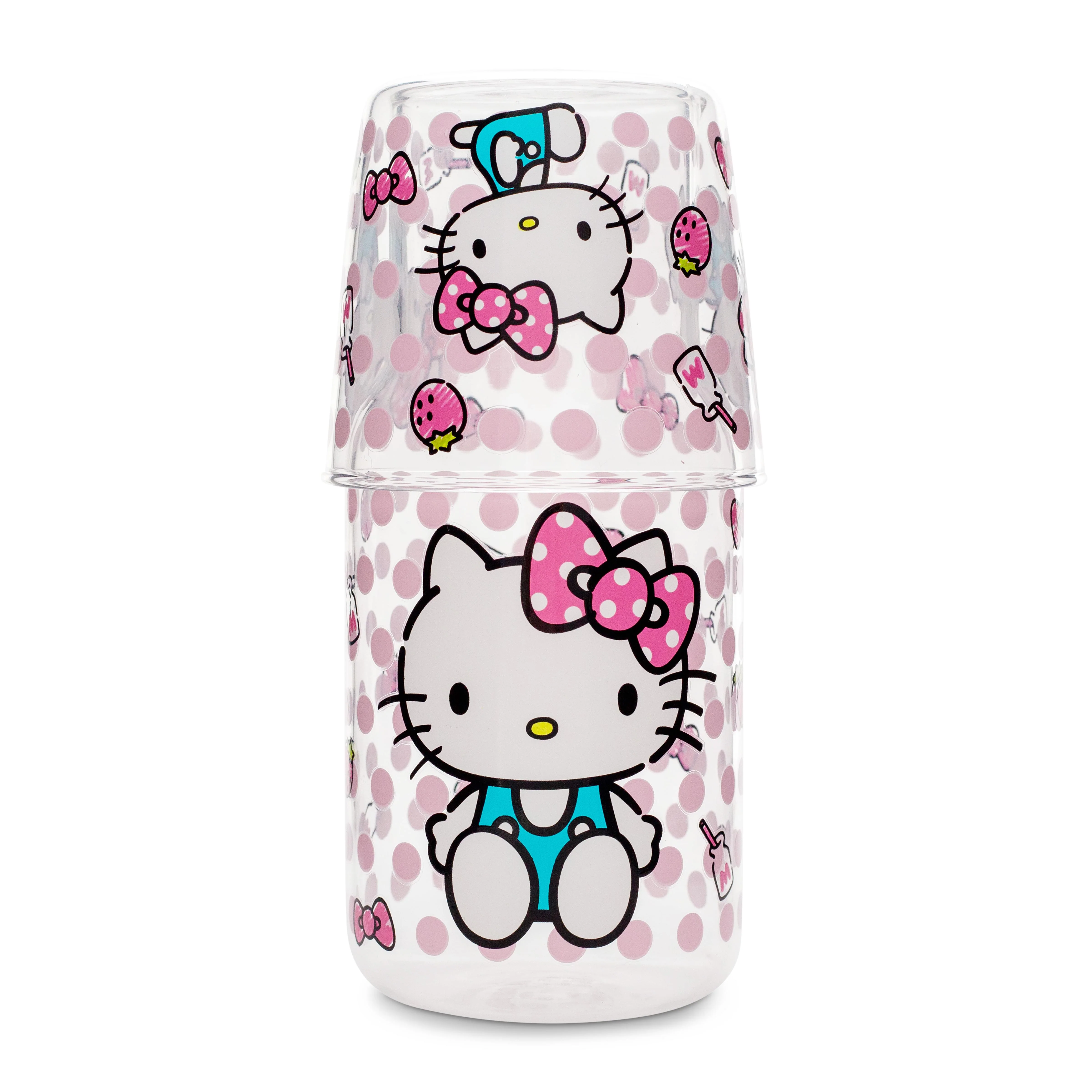 Sanrio Hello Kitty Pink Dots 18-Ounce Glass Pitcher and 8-Ounce Cup - Image 2