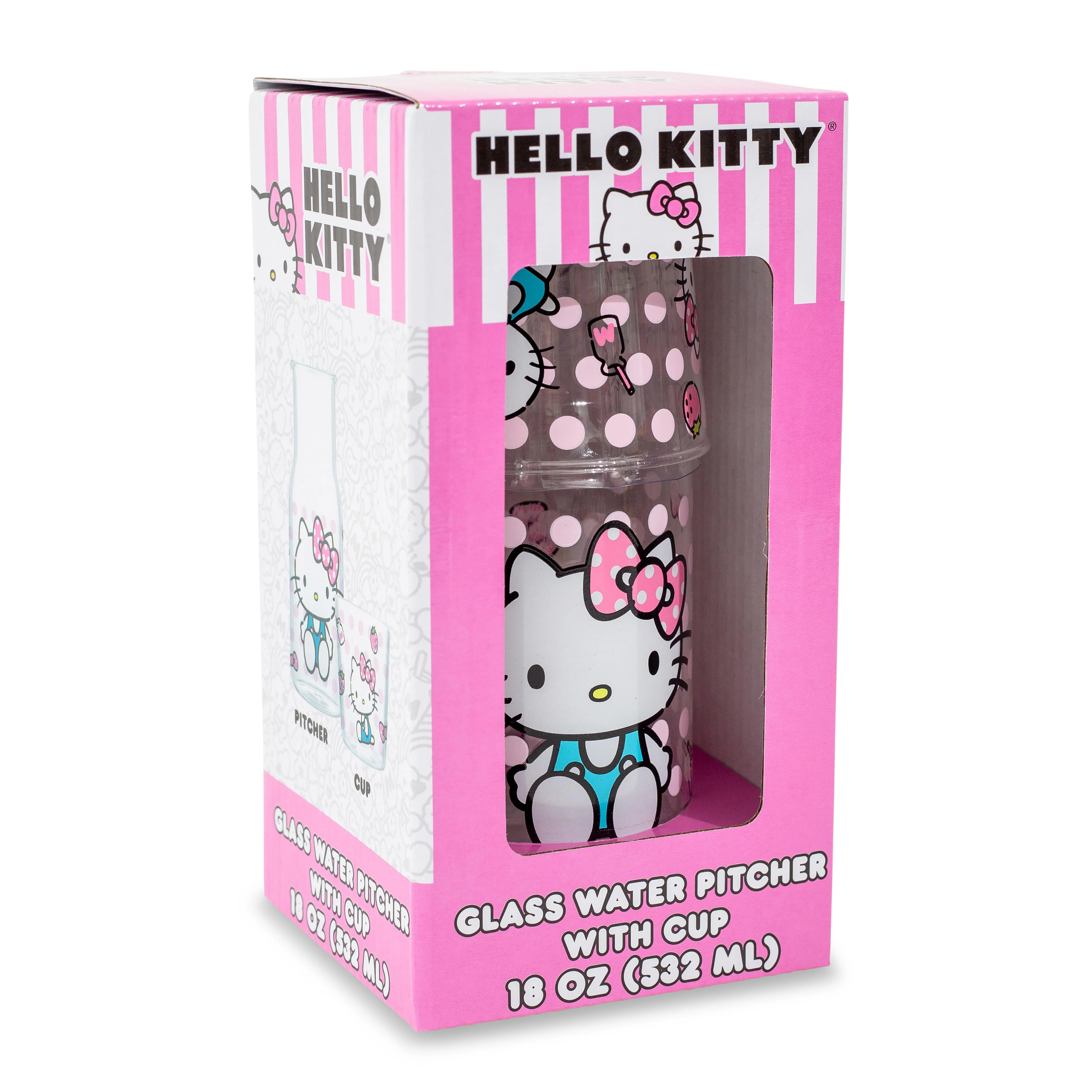 Sanrio Hello Kitty Pink Dots 18-Ounce Glass Pitcher and 8-Ounce Cup - Image 4