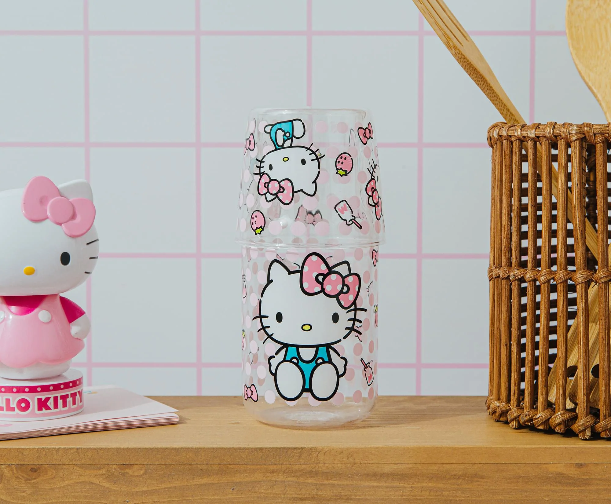 Sanrio Hello Kitty Pink Dots 18-Ounce Glass Pitcher and 8-Ounce Cup - Image 5