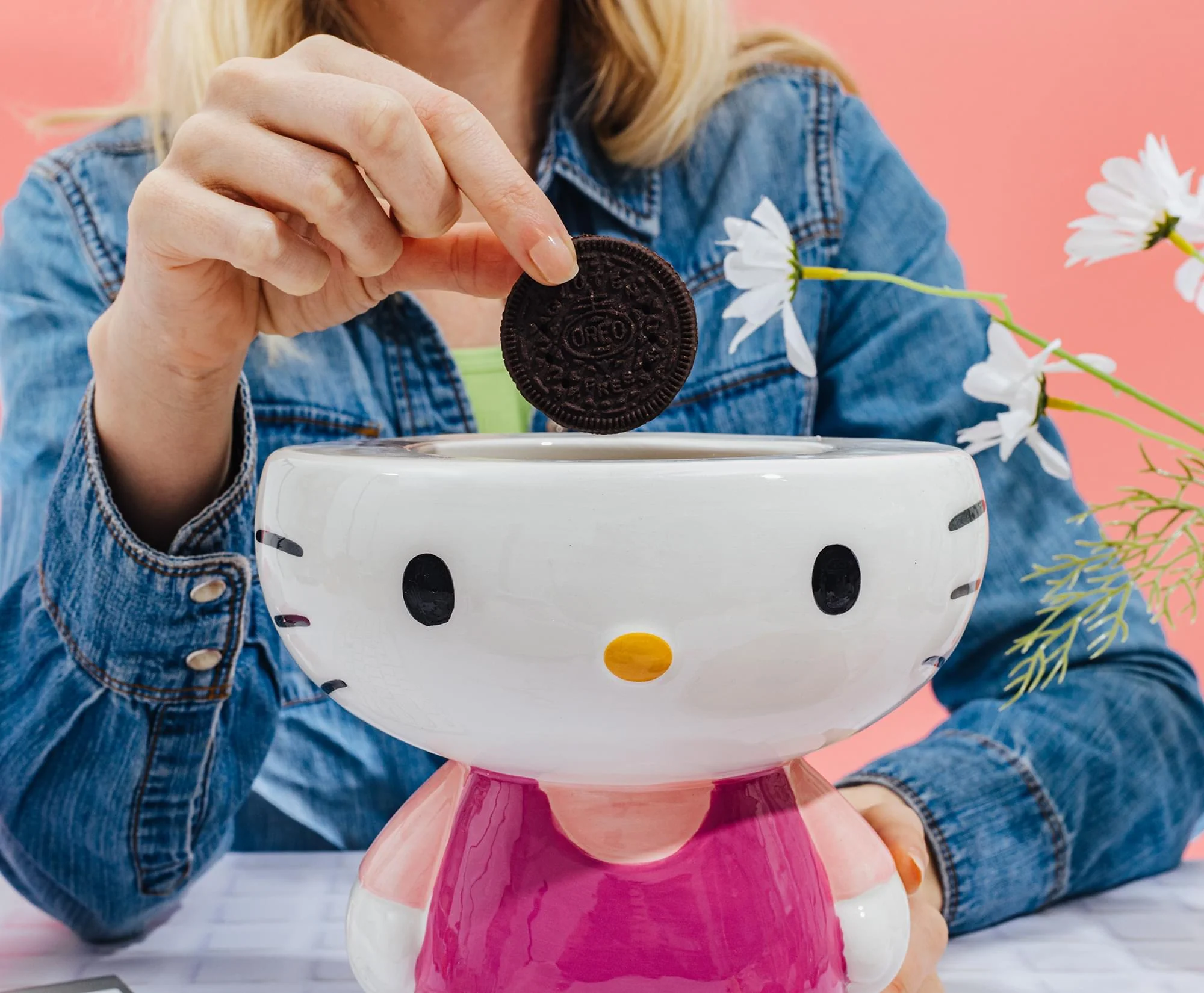 Sanrio Hello Kitty Pink Outfit 10-Inch Sculpted Ceramic Snack Jar - Image 8