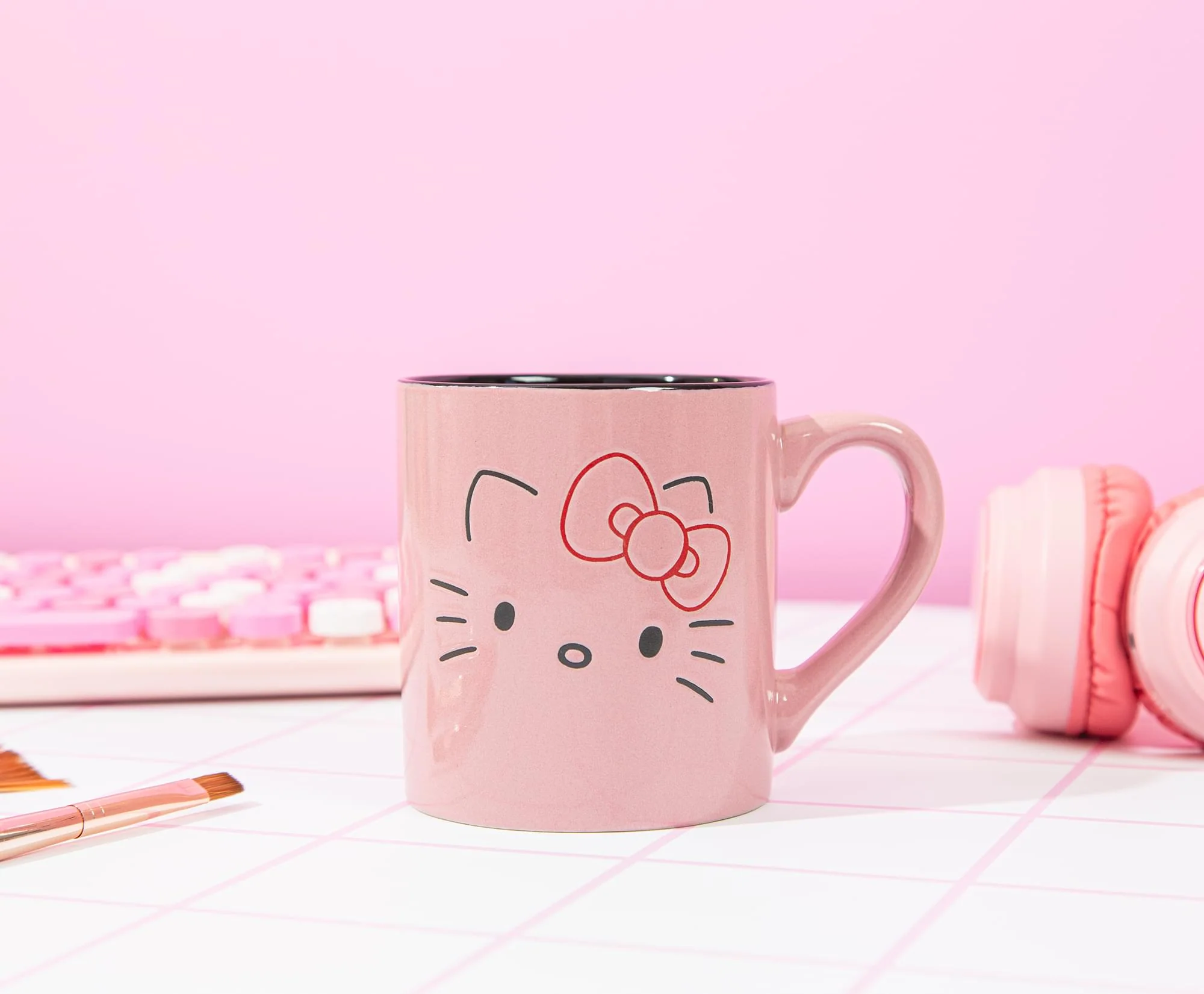 Sanrio Hello Kitty Pink Outline Face Wax Resist Ceramic Mug | Holds 14 Ounces - Image 3