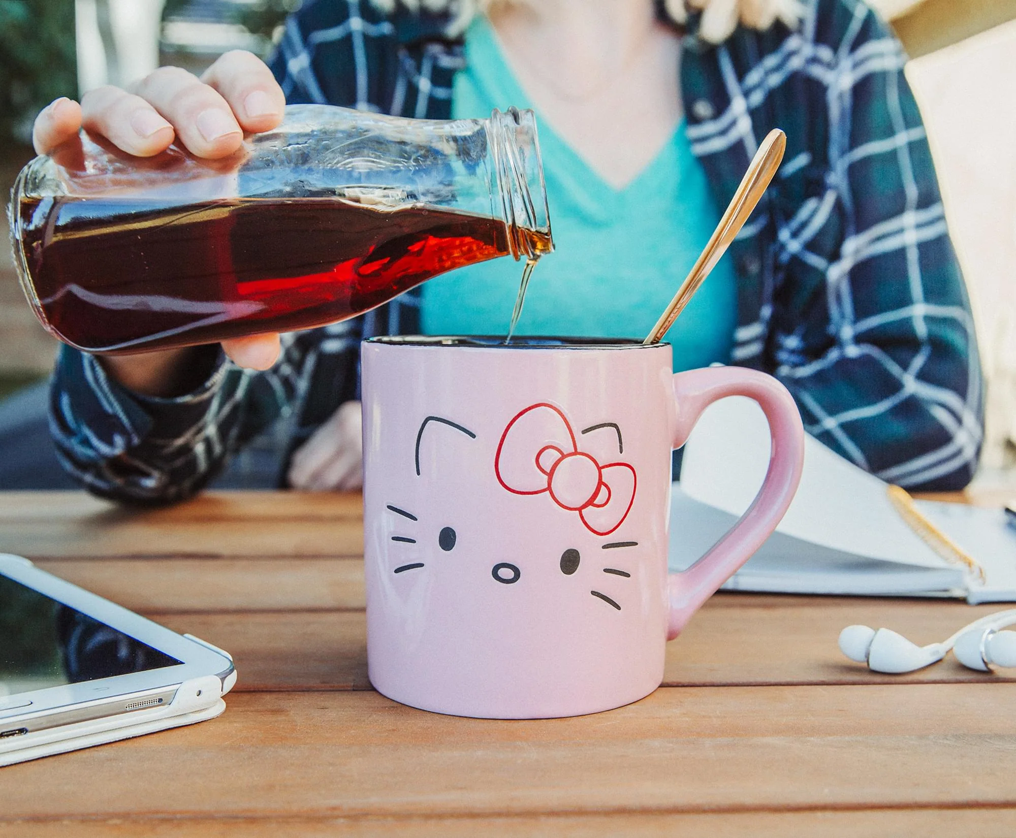Sanrio Hello Kitty Pink Outline Face Wax Resist Ceramic Mug | Holds 14 Ounces - Image 5