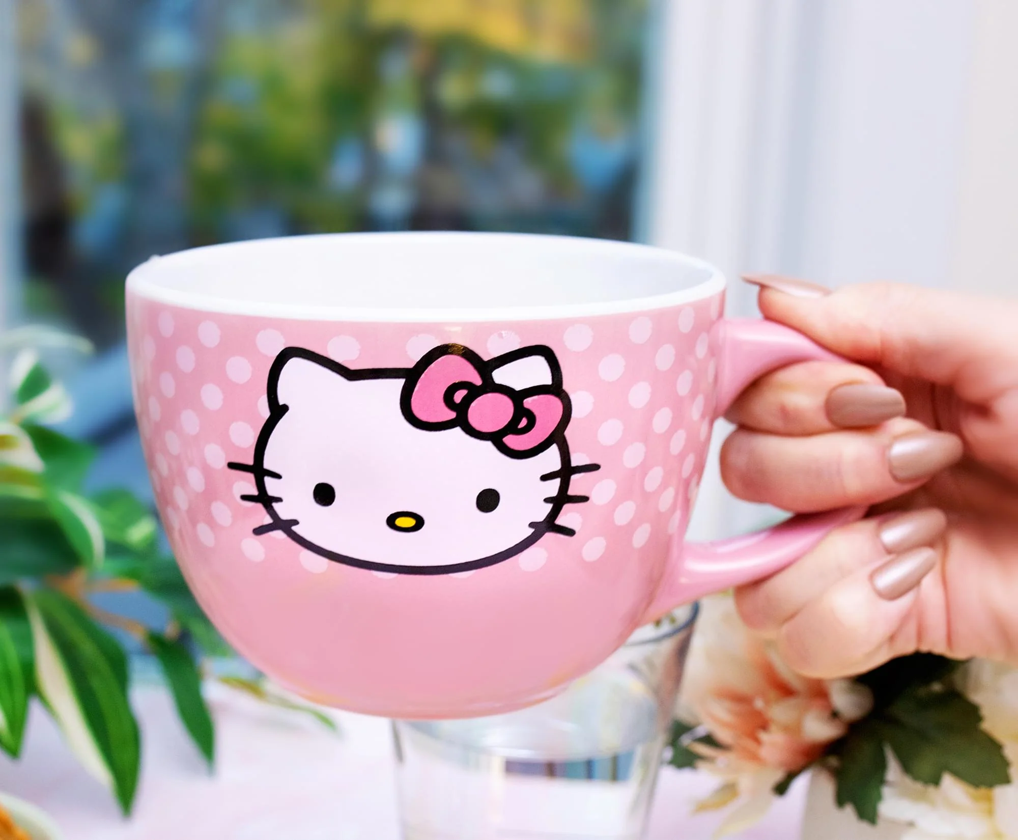 Sanrio Hello Kitty Pink Polka Dots Ceramic Soup Mug | Holds 24 Ounces - Image 6