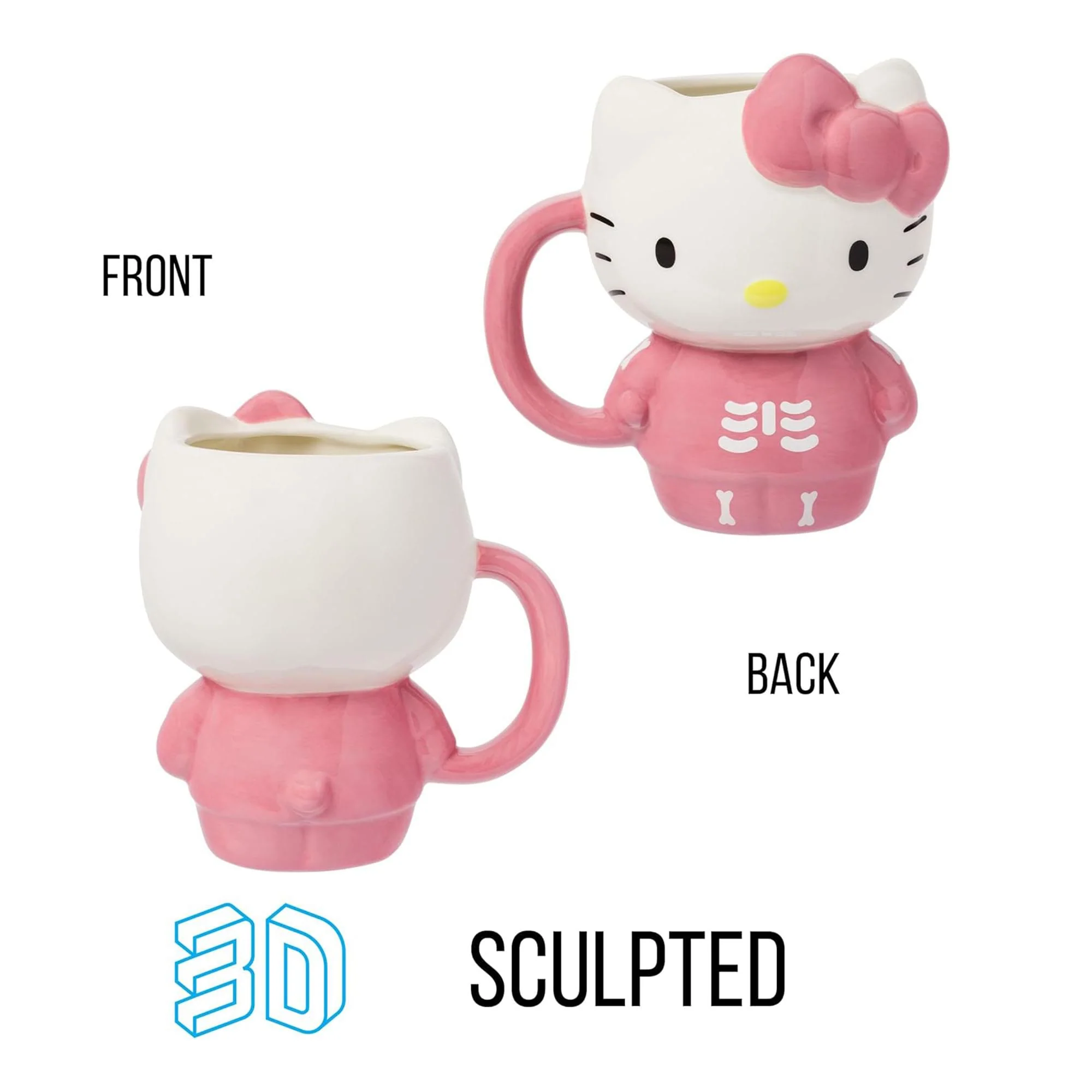 Sanrio Hello Kitty Pink Skeleton Costume 20 Ounce 3D Sculpted Ceramic Mug - Image 2
