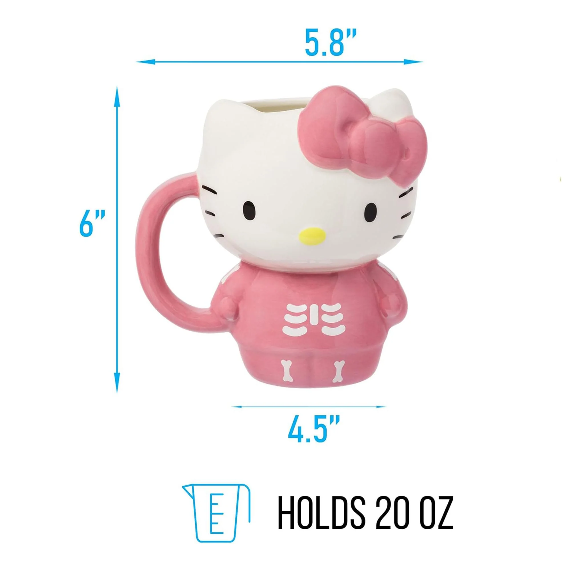 Sanrio Hello Kitty Pink Skeleton Costume 20 Ounce 3D Sculpted Ceramic Mug - Image 3