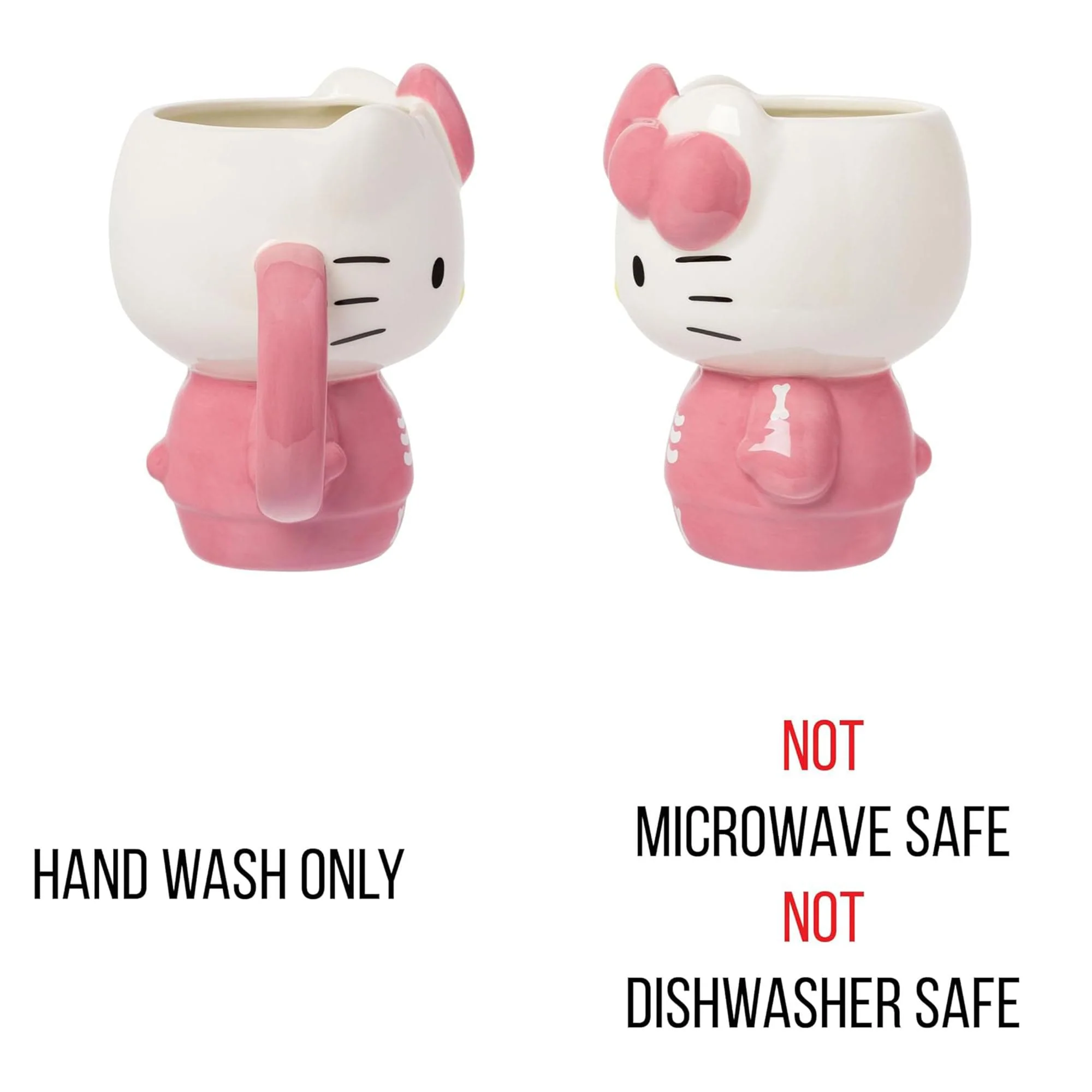 Sanrio Hello Kitty Pink Skeleton Costume 20 Ounce 3D Sculpted Ceramic Mug - Image 4