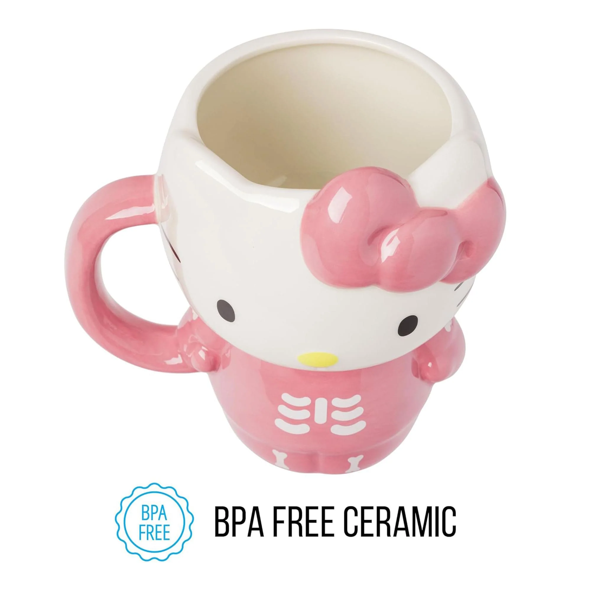 Sanrio Hello Kitty Pink Skeleton Costume 20 Ounce 3D Sculpted Ceramic Mug - Image 5