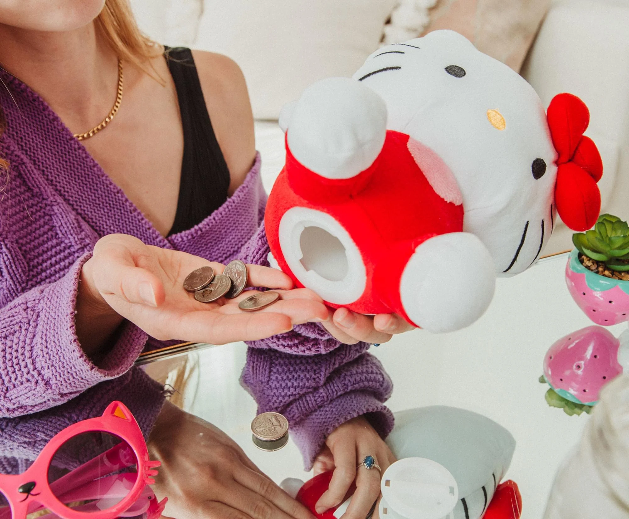 Sanrio Hello Kitty Plush 8-Inch Coin Bank Storage - Image 7