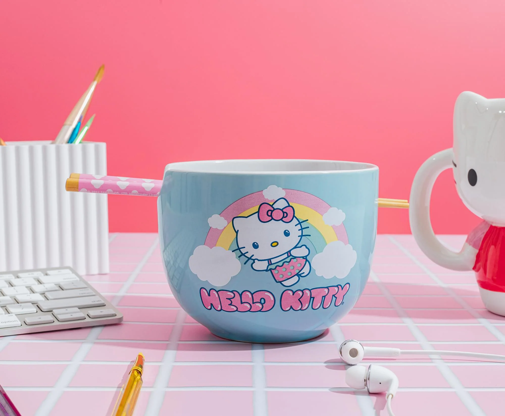 Sanrio Hello Kitty Rainbow 20-Ounce Ceramic Ramen Bowl With Chopsticks - Image 6
