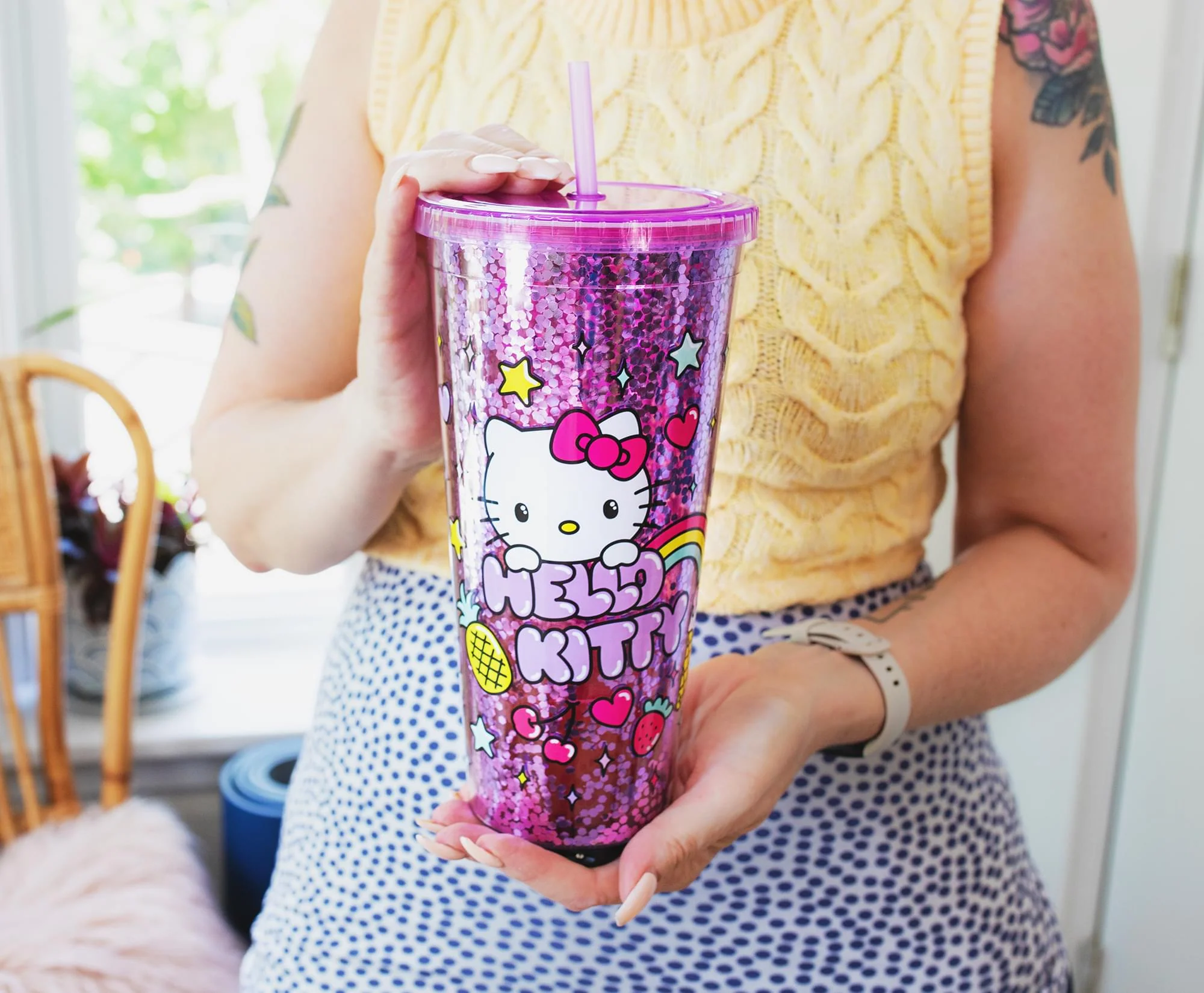 Sanrio Hello Kitty Rainbow Confetti Carnival Cup With Lid and Straw | 32 Ounces - Image 7