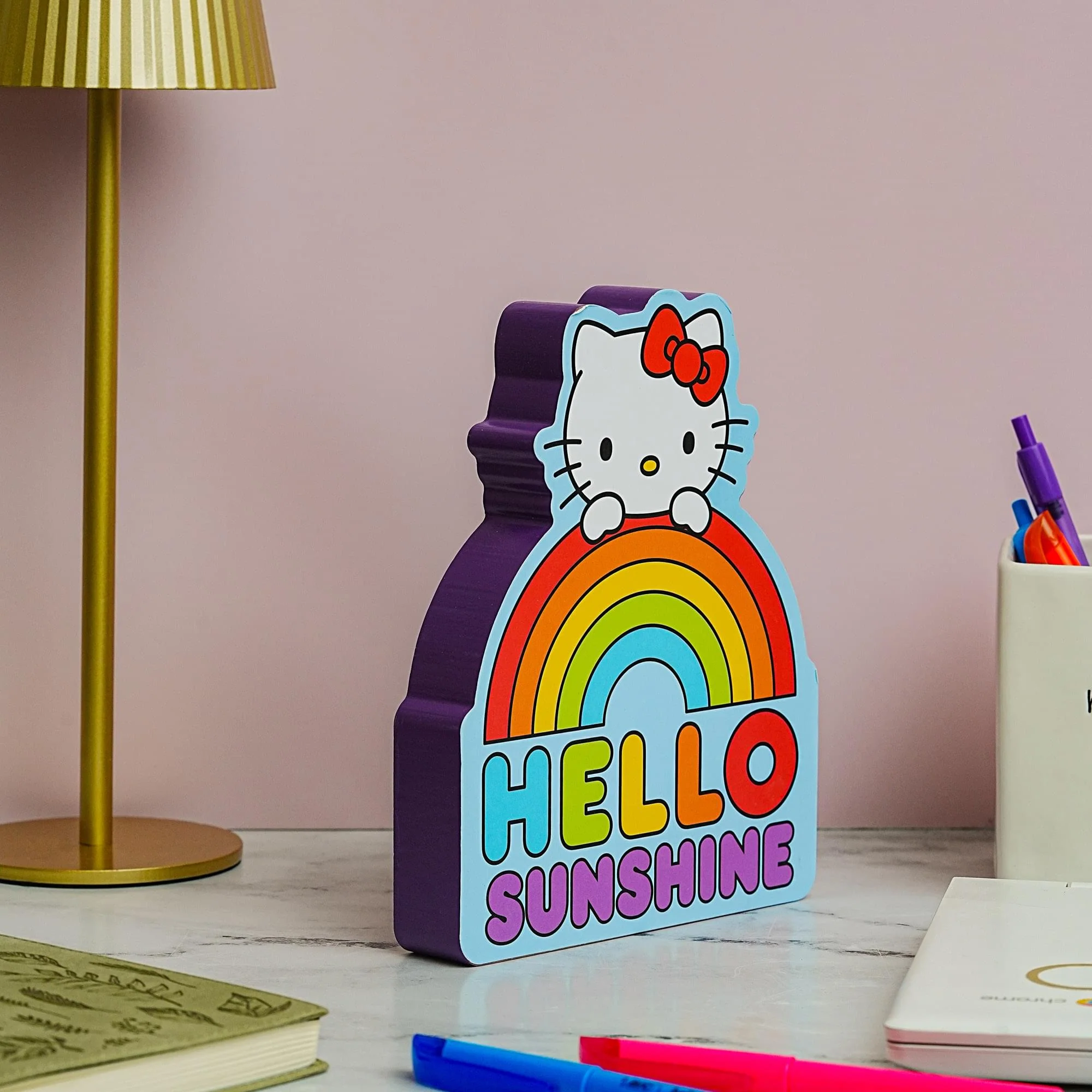 Sanrio Hello Kitty Rainbow Die-Cut Wooden Wall Art Sign | 8 x 7 Inches - Image 4