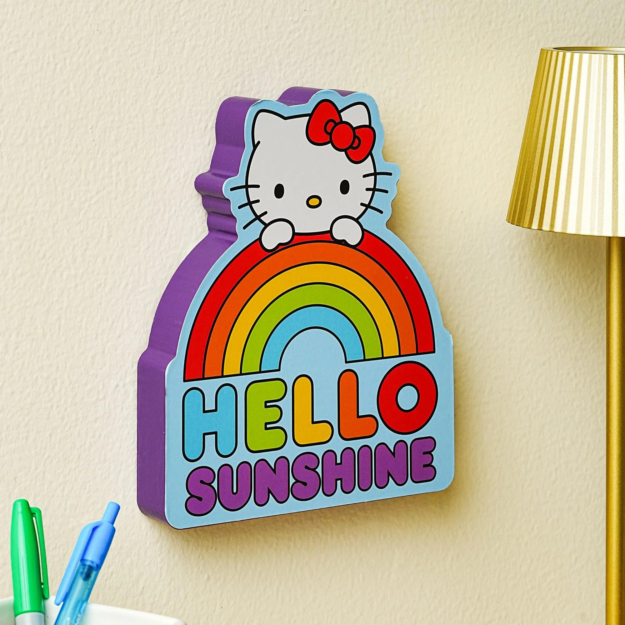 Sanrio Hello Kitty Rainbow Die-Cut Wooden Wall Art Sign | 8 x 7 Inches - Image 7