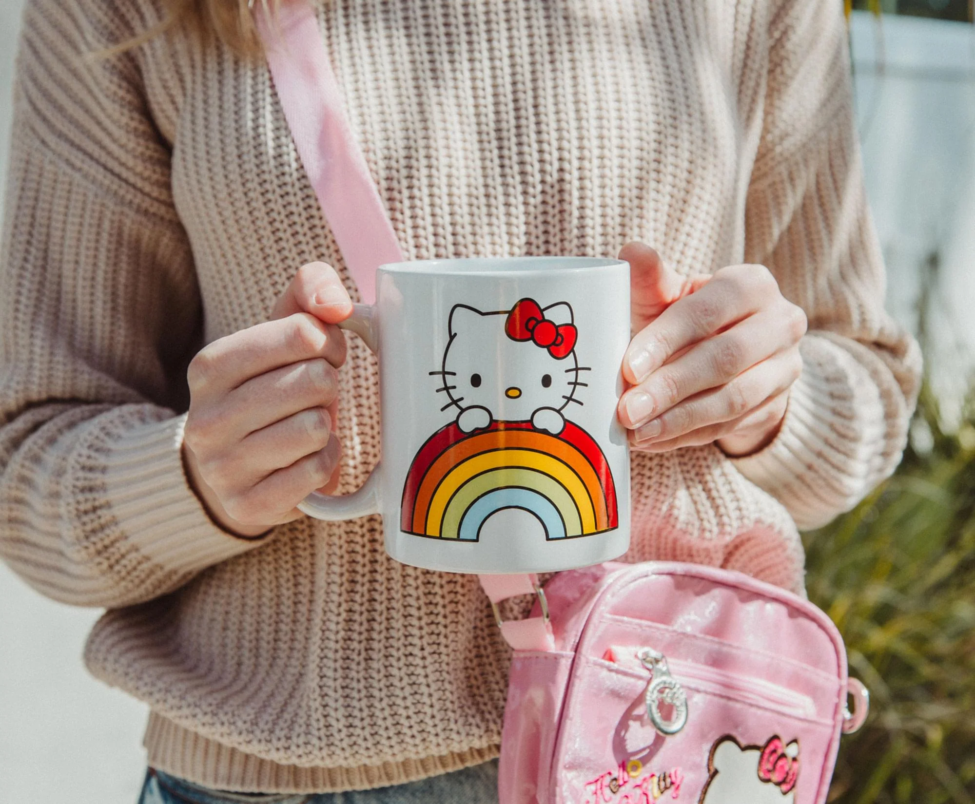Sanrio Hello Kitty Rainbow Peek Ceramic Mug | Holds 20 Ounces - Image 4