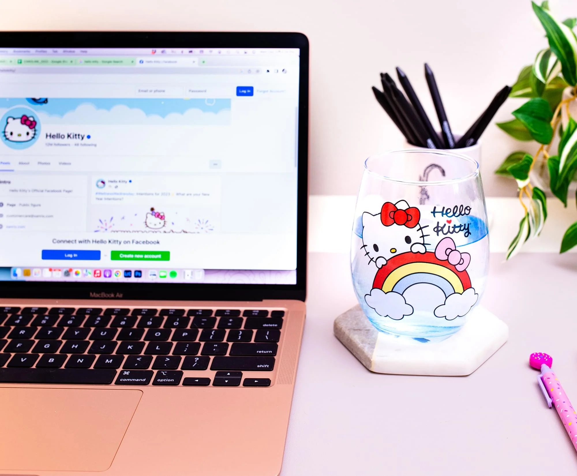 Sanrio Hello Kitty Rainbow Peek Stemless Wine Glass | Holds 20 Ounces - Image 7