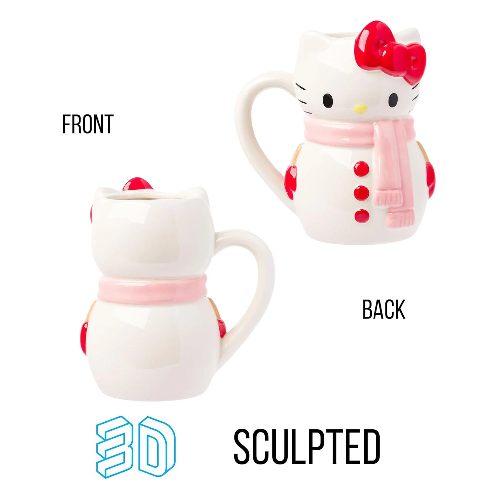 Sanrio Hello Kitty Snowman 20 Ounce 3D Sculpted Ceramic Mug - Image 2