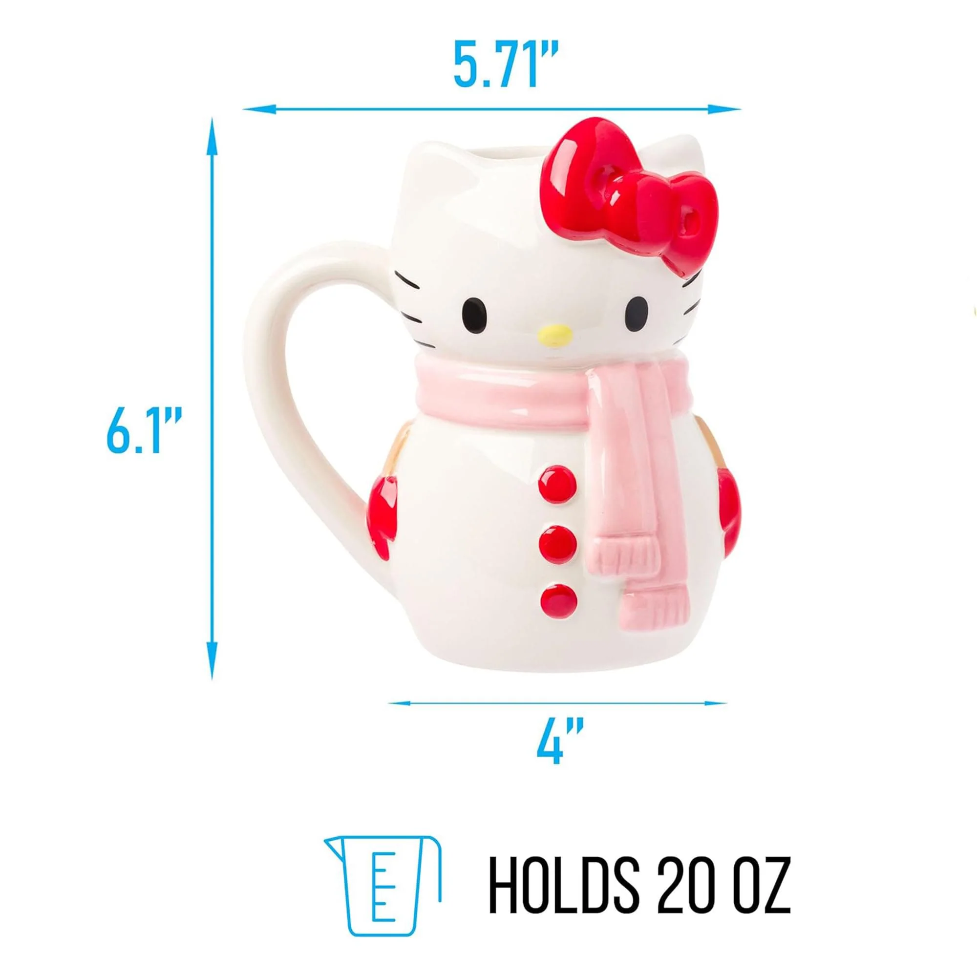 Sanrio Hello Kitty Snowman 20 Ounce 3D Sculpted Ceramic Mug - Image 3