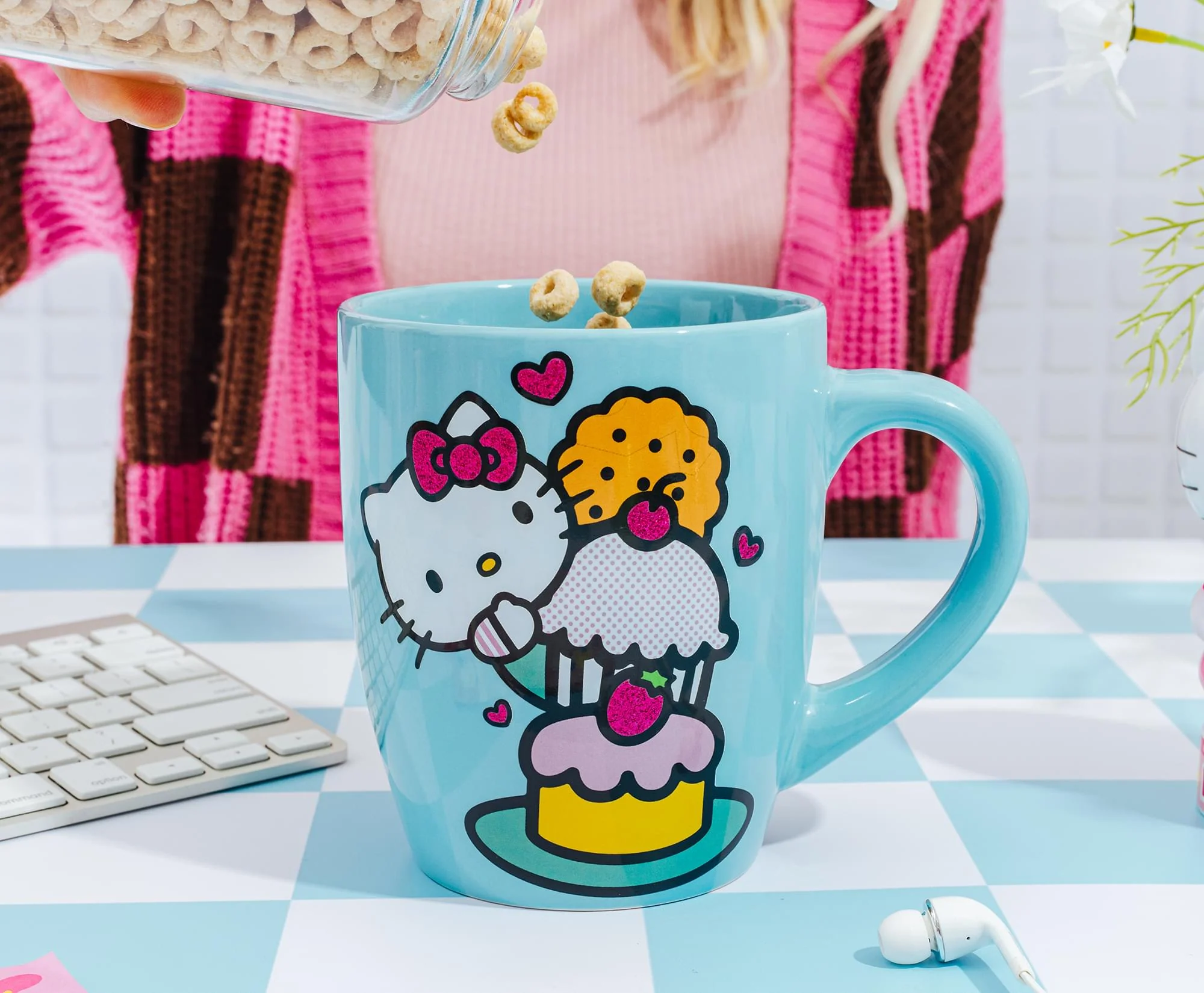 Sanrio Hello Kitty Stacked Sweets Ceramic Glitter Latte Mug | Holds 25 Ounces - Image 4