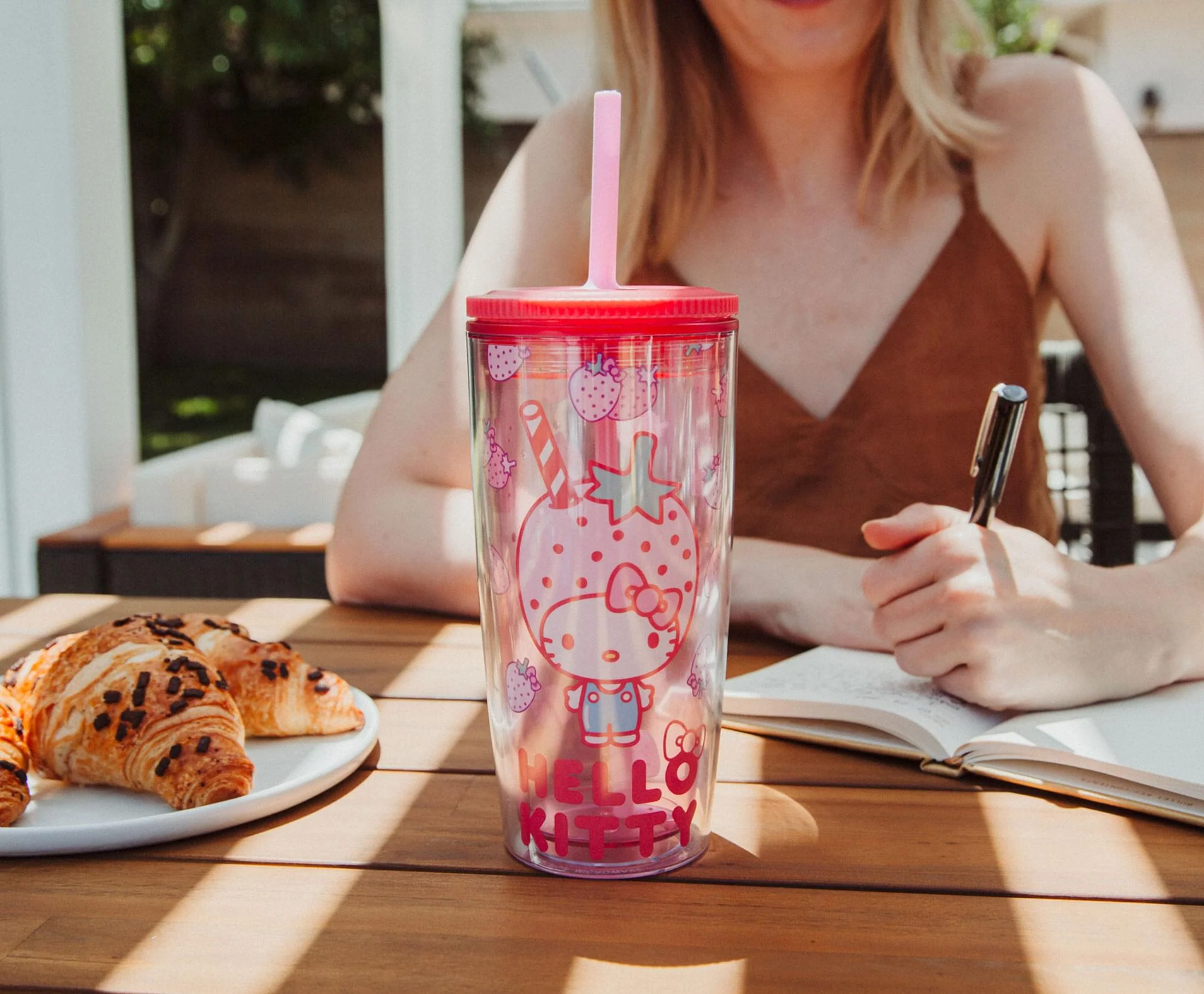 Sanrio Hello Kitty Strawberries Plastic Tumbler With Lid and Straw | 20 Ounces - Image 7