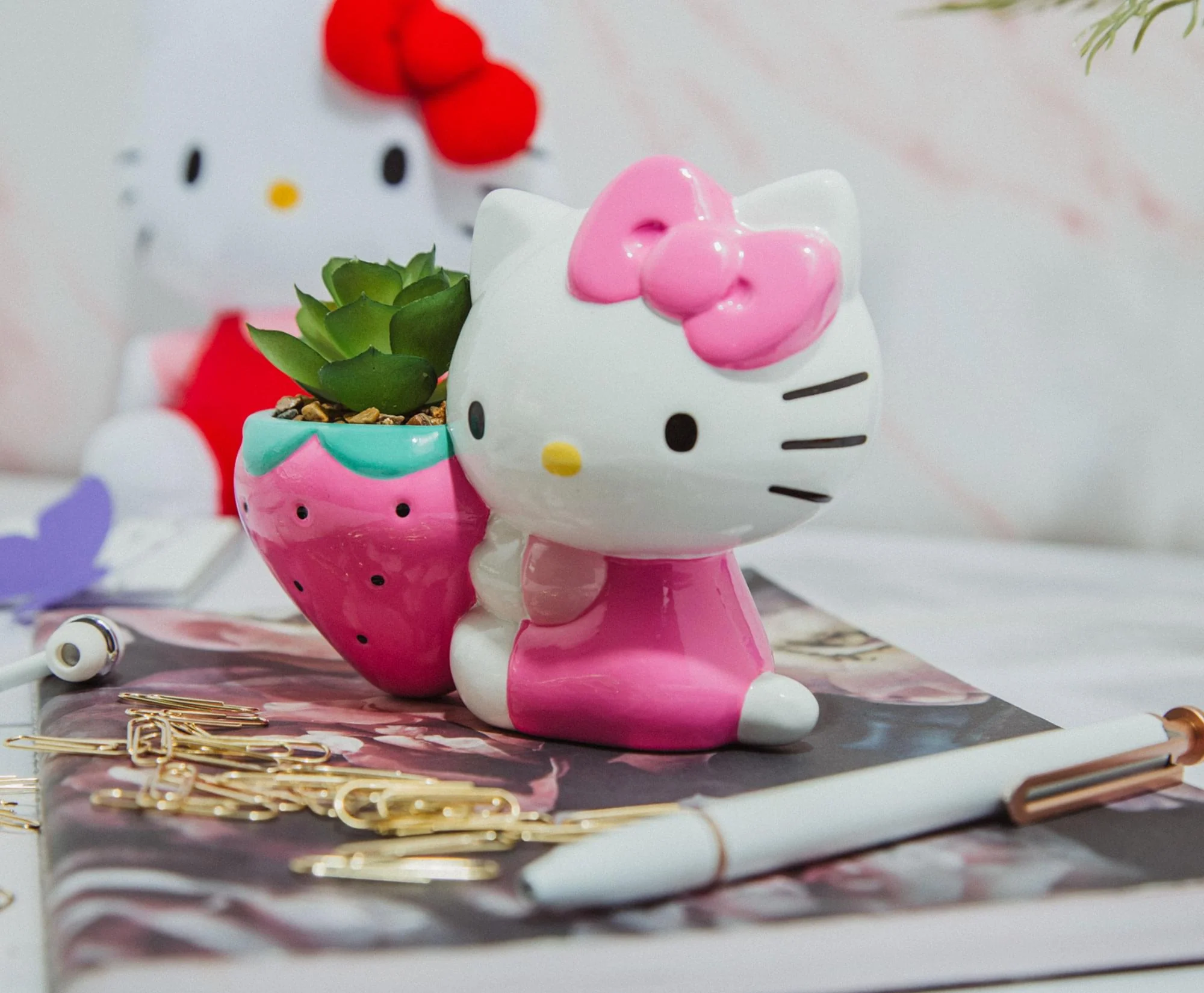 Sanrio Hello Kitty Strawberry 5-Inch Planter With Artificial Succulent - Image 8