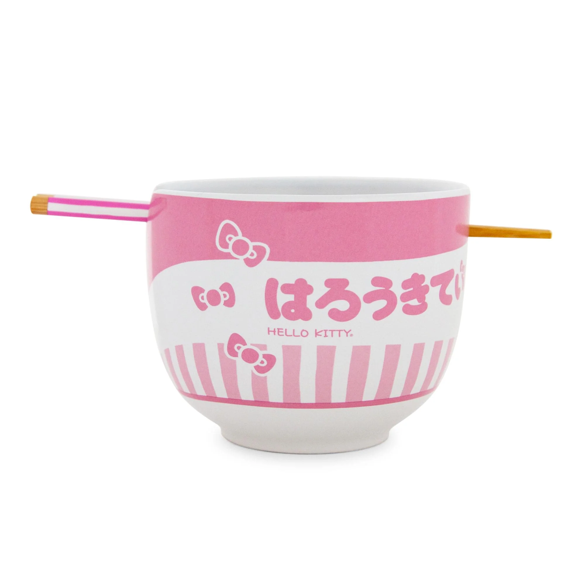 Sanrio Hello Kitty Tokyo Pink Stripes Ramen Bowl with Chopsticks - Image 2