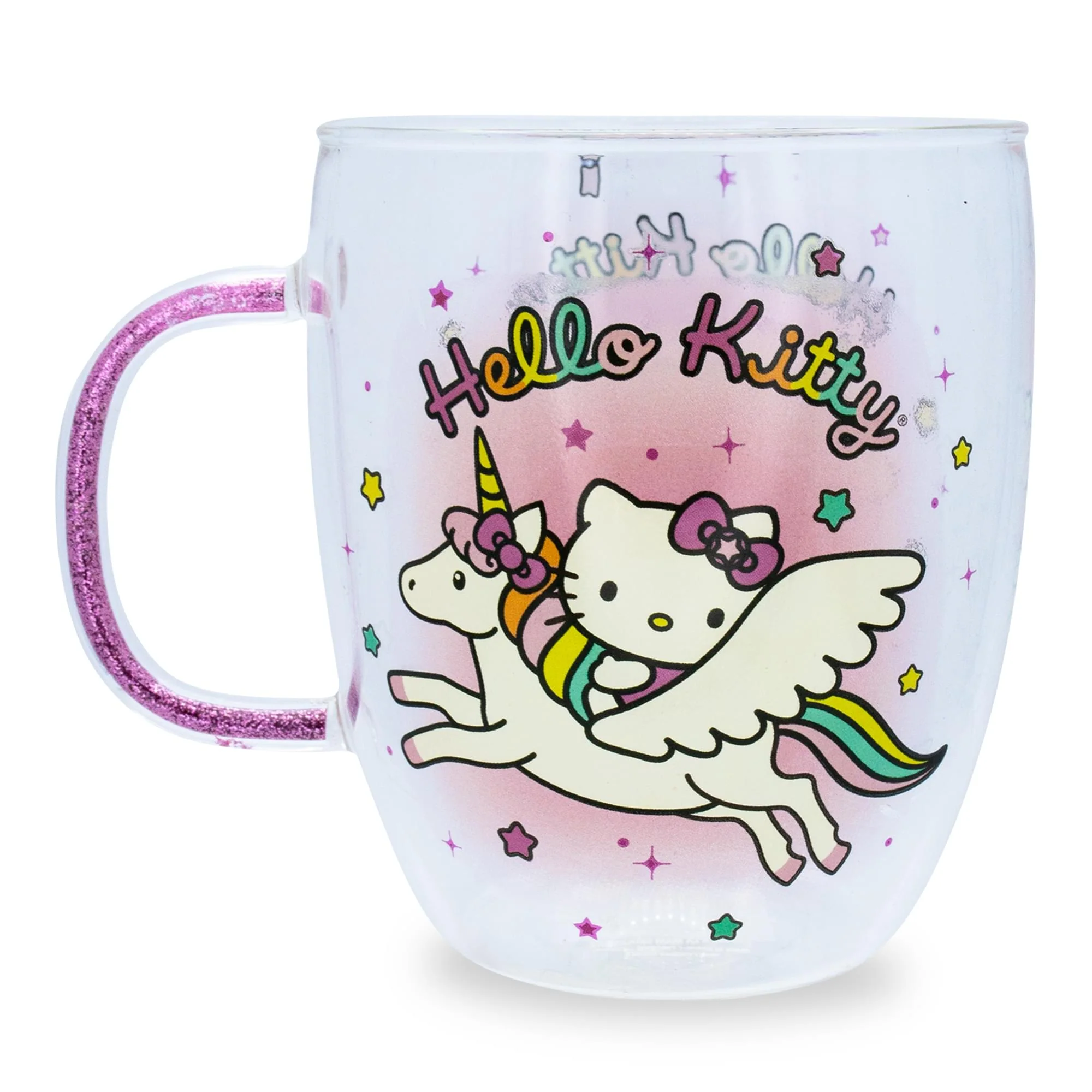 Sanrio Hello Kitty Unicorn Glass Mug With Glitter Handle | Holds 14 Ounces - Image 2