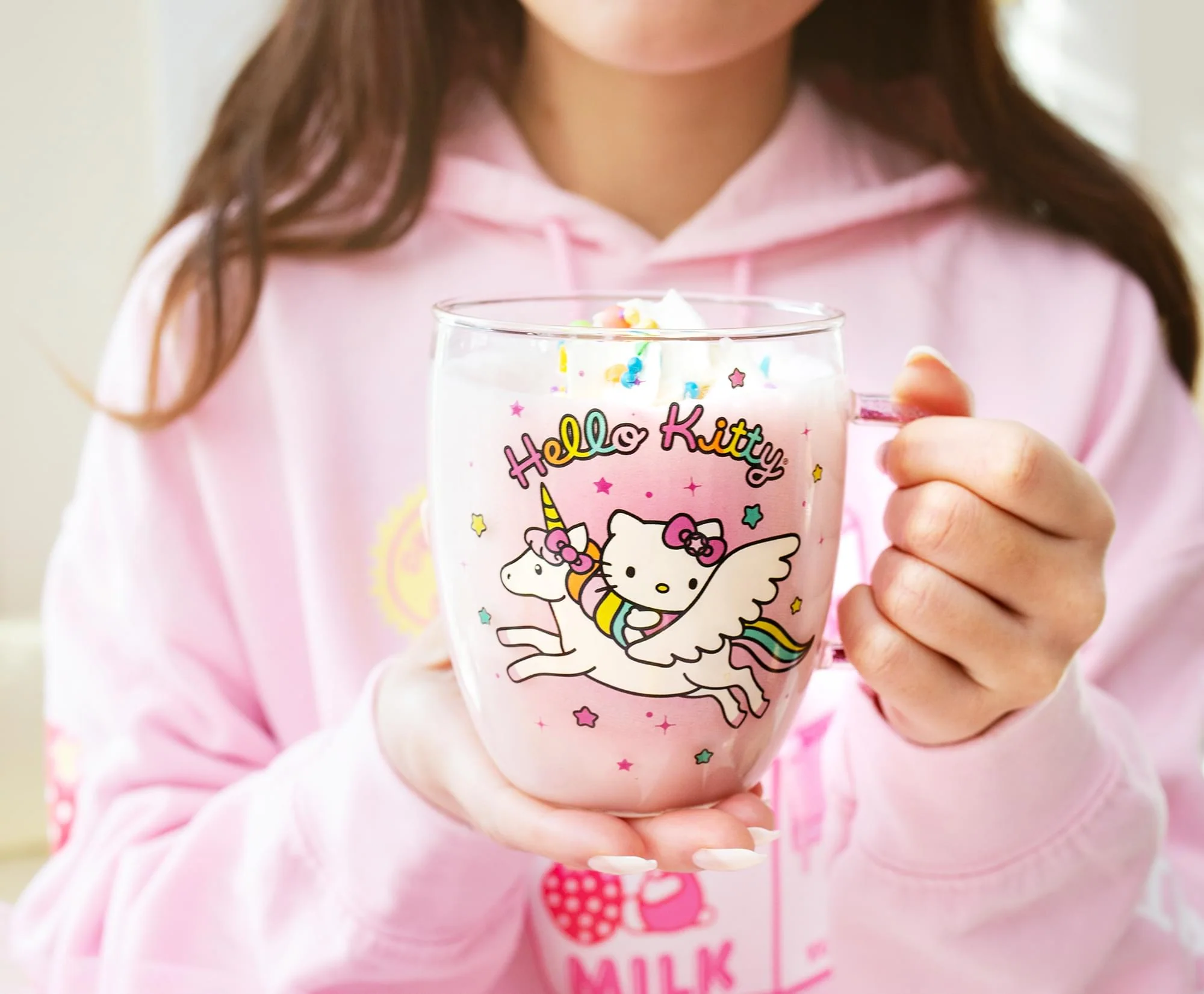 Sanrio Hello Kitty Unicorn Glass Mug With Glitter Handle | Holds 14 Ounces - Image 6