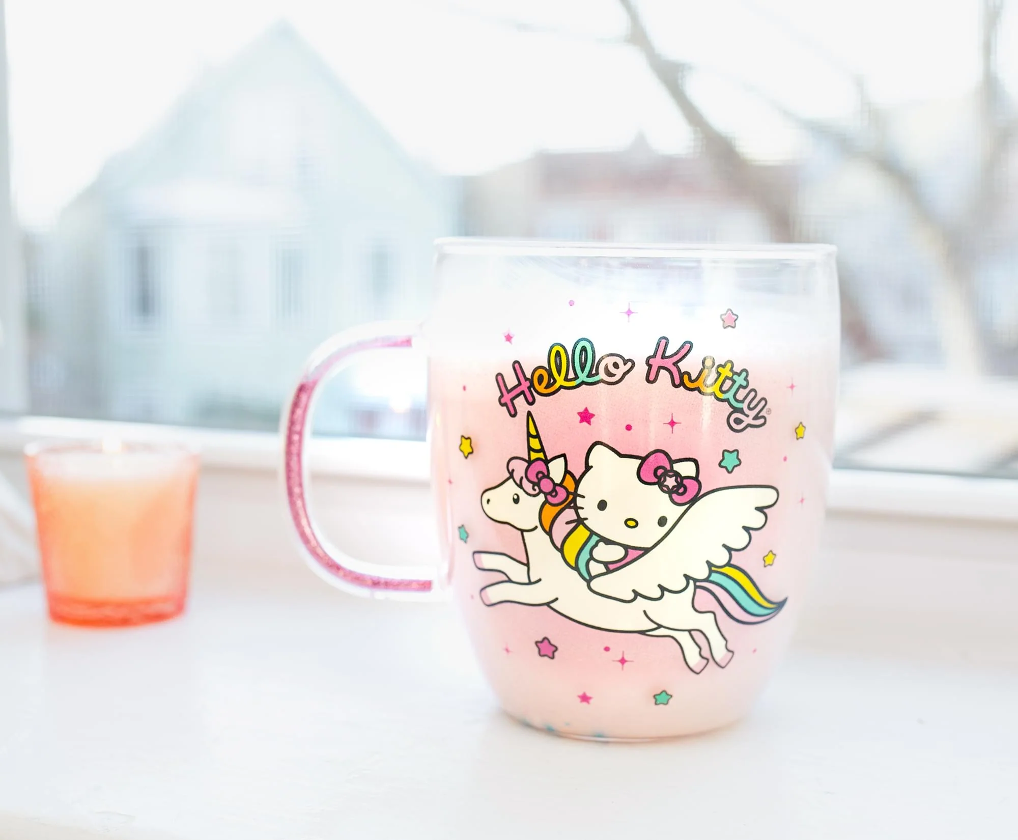 Sanrio Hello Kitty Unicorn Glass Mug With Glitter Handle | Holds 14 Ounces - Image 8
