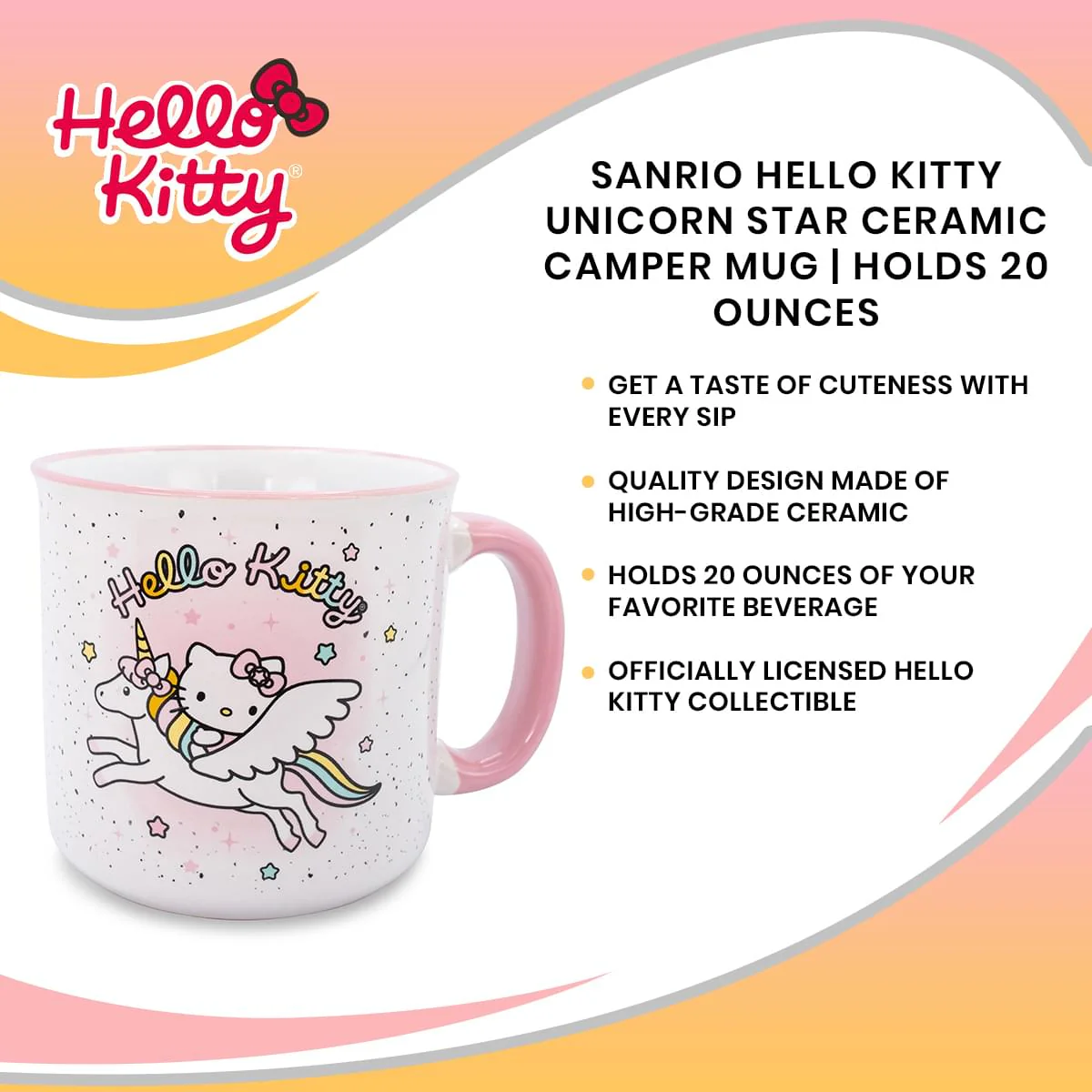 Sanrio Hello Kitty Unicorn Star Ceramic Camper Mug | Holds 20 Ounces - Image 7