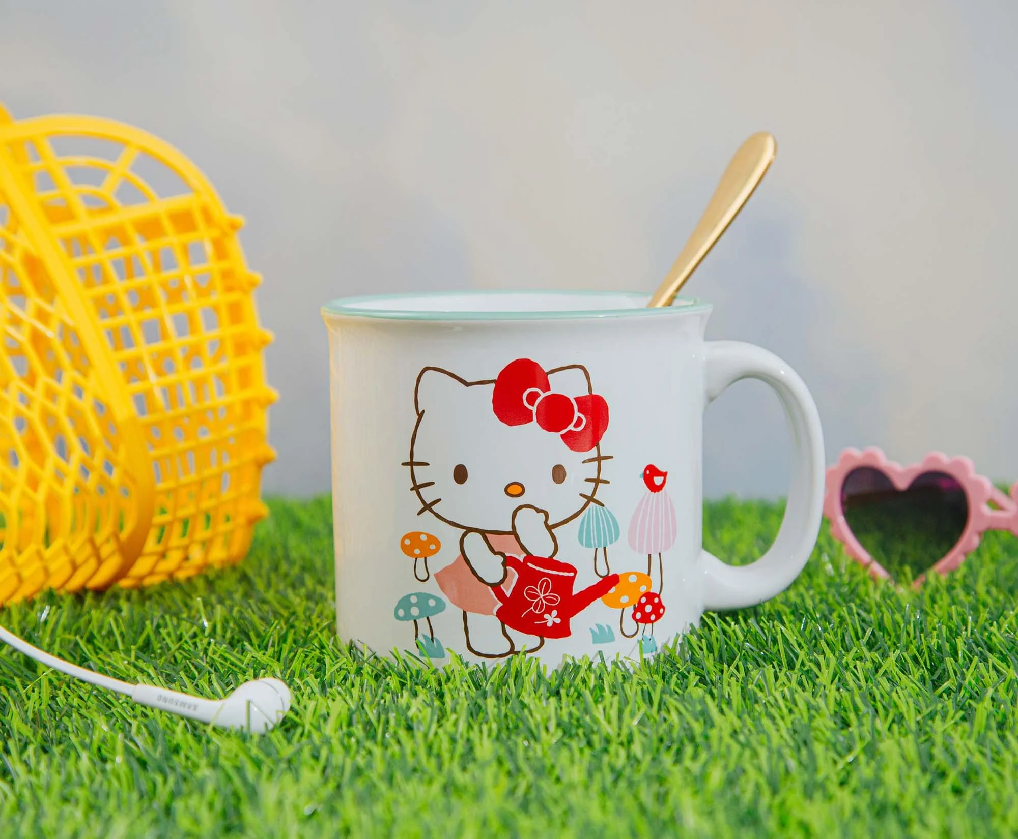 Sanrio Hello Kitty Watering Mushrooms Ceramic Camper Mug | Holds 20 Ounces - Image 3