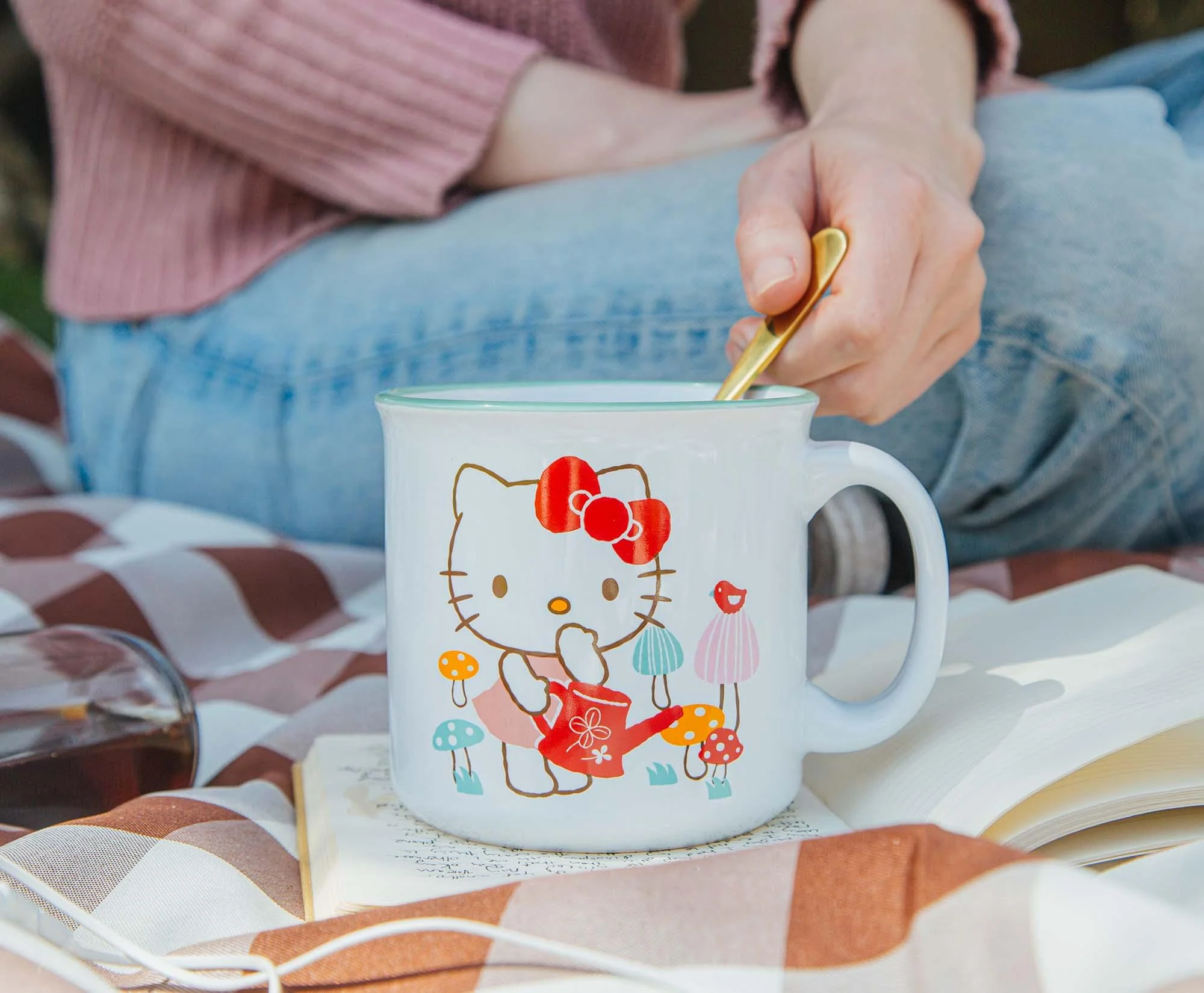 Sanrio Hello Kitty Watering Mushrooms Ceramic Camper Mug | Holds 20 Ounces - Image 6