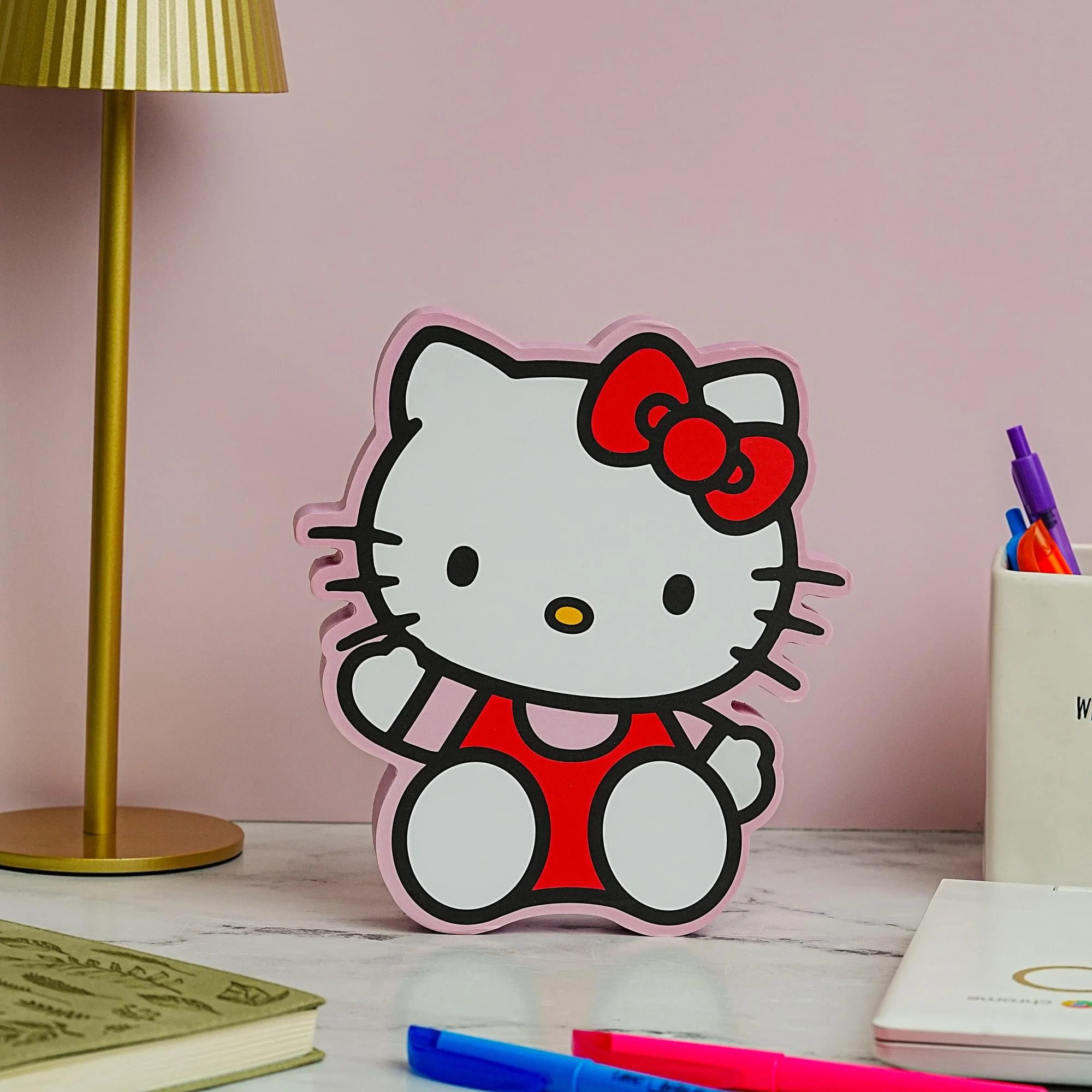 Sanrio Hello Kitty Waving Die-Cut Wooden Wall Art Sign | 8 x 7 Inches - Image 3