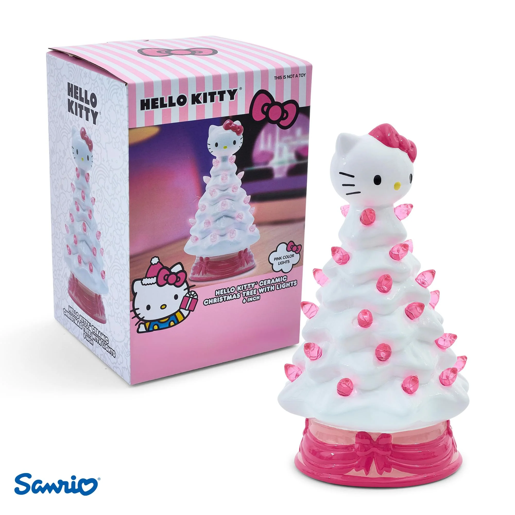 Sanrio Hello Kitty White Light-Up Ceramic Christmas Tree | 6 Inches Tall - Image 2
