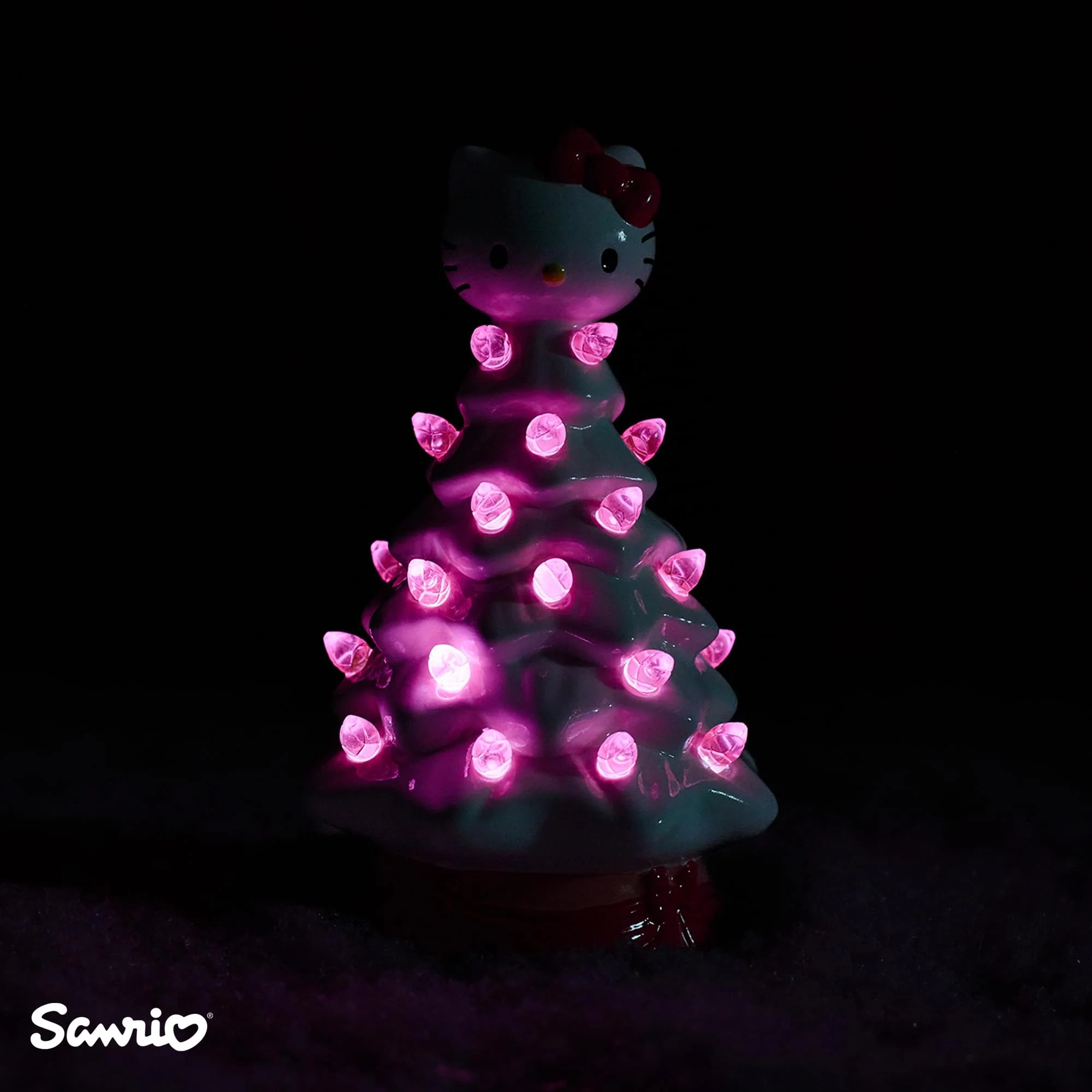 Sanrio Hello Kitty White Light-Up Ceramic Christmas Tree | 6 Inches Tall - Image 4