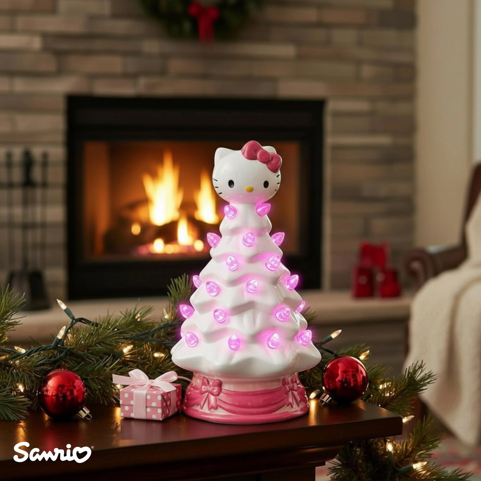 Sanrio Hello Kitty White Light-Up Ceramic Christmas Tree | 6 Inches Tall - Image 7