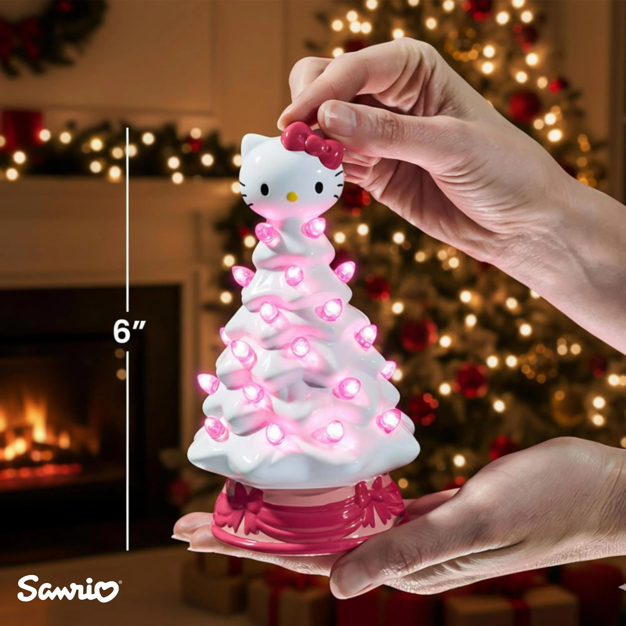 Sanrio Hello Kitty White Light-Up Ceramic Christmas Tree | 6 Inches Tall - Image 8