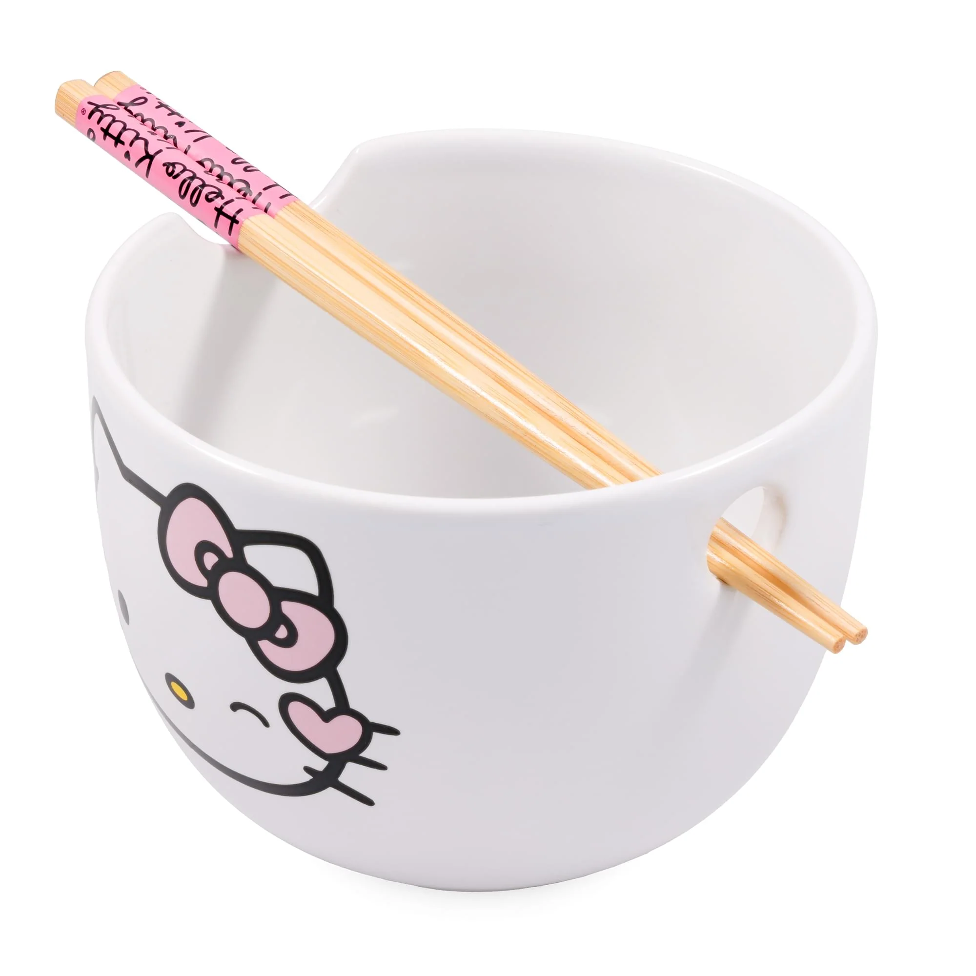 Sanrio Hello Kitty Winking 20-Ounce Ceramic Ramen Bowl With Chopsticks - Image 3