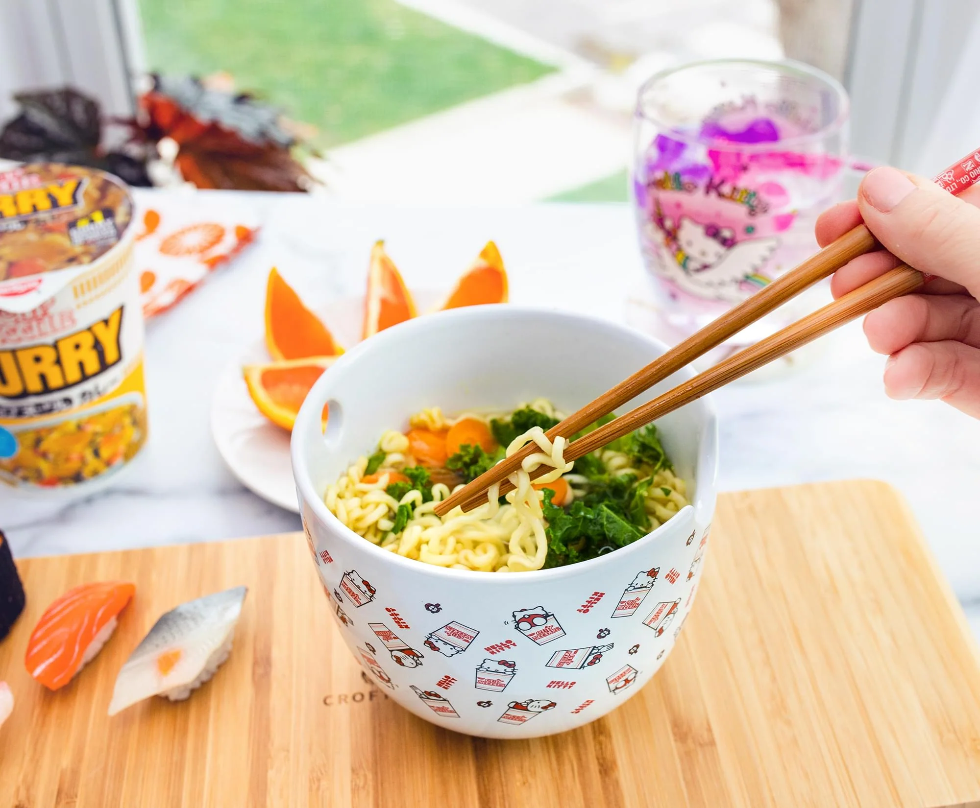 Sanrio Hello Kitty x Nissin Cup Noodles Ceramic Ramen Bowl and Chopstick Set - Image 6