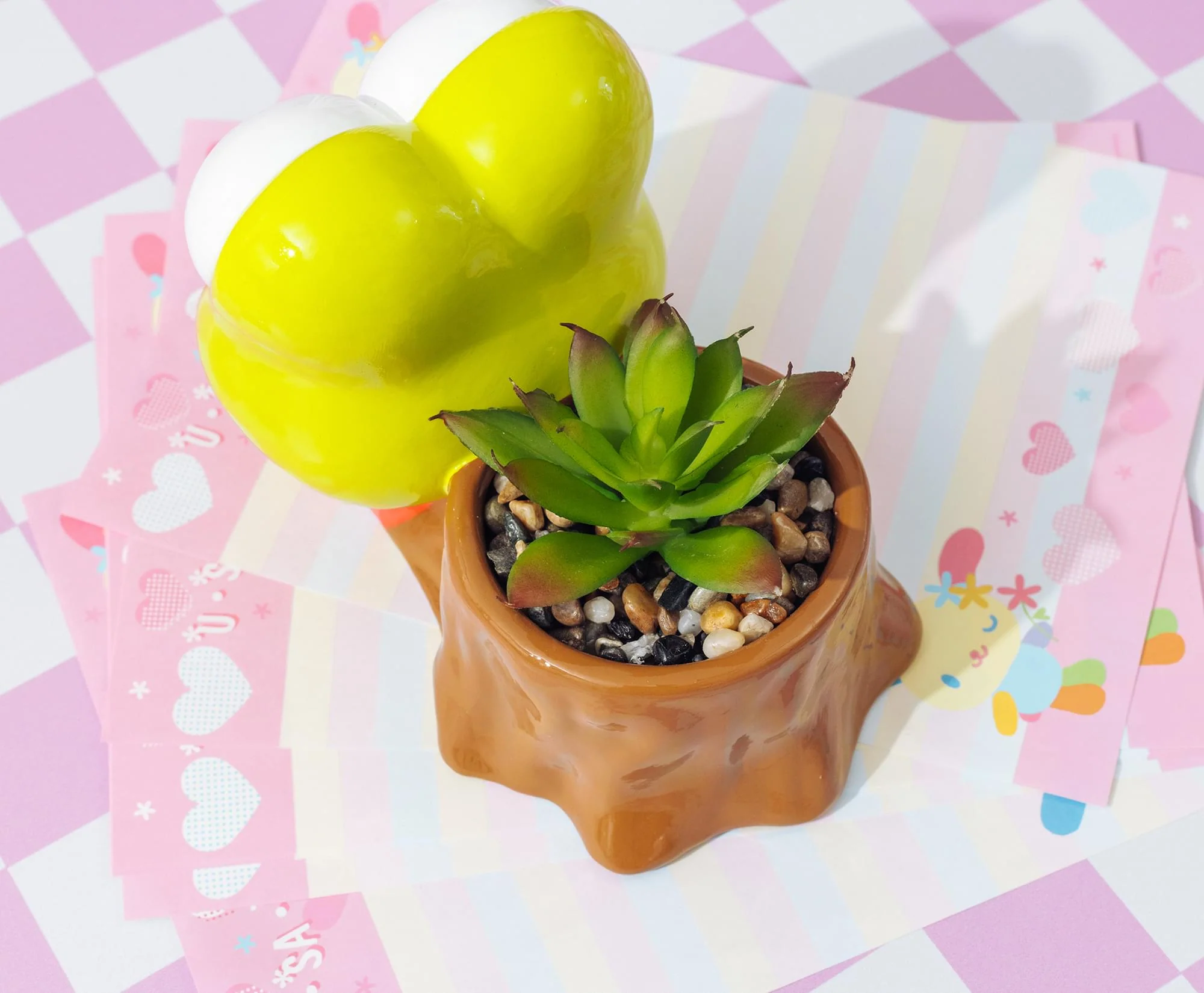 Sanrio Keroppi Stump 4-Inch Ceramic Mini Planter With Artificial Succulent - Image 6