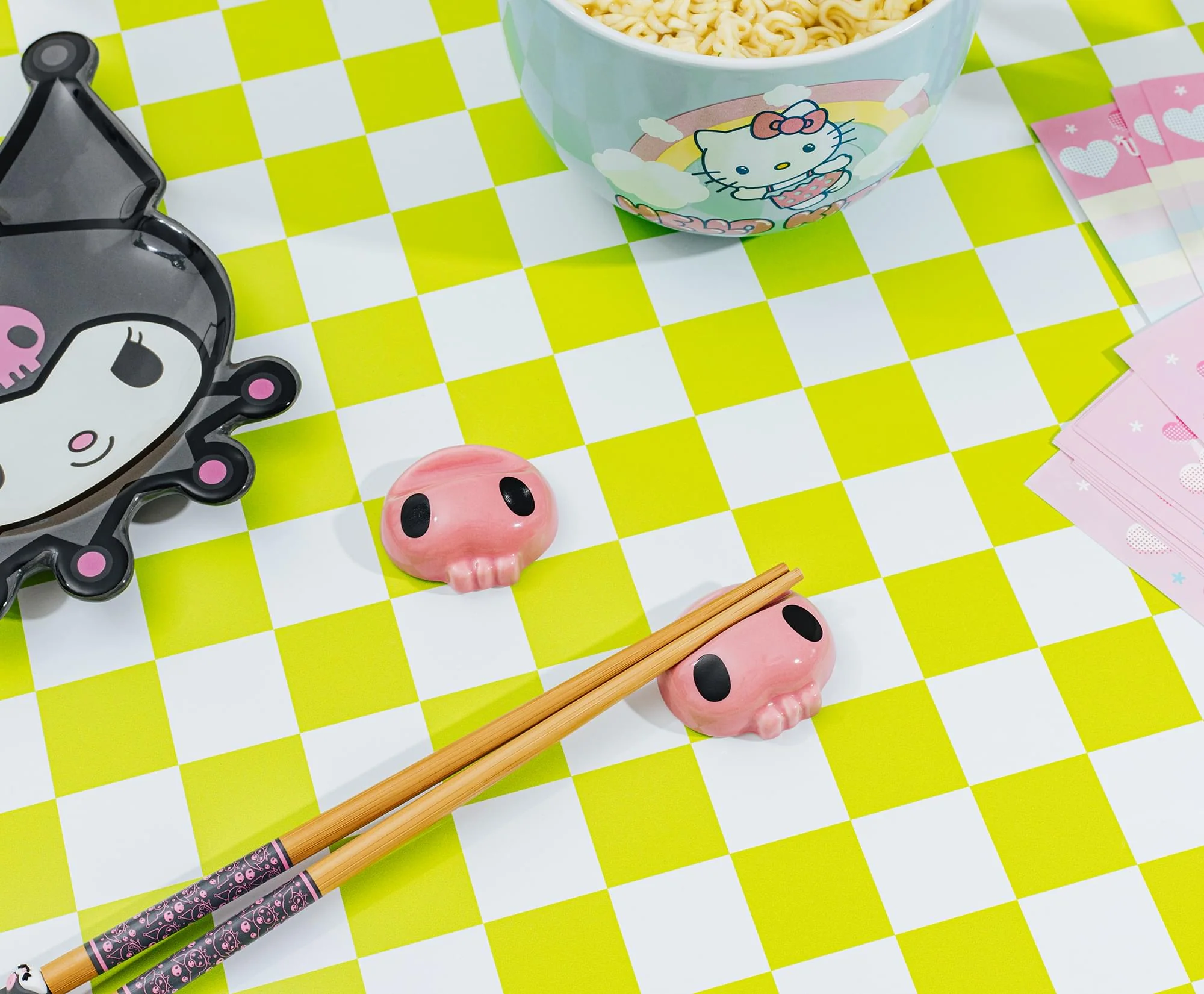 Sanrio Kuromi 2-Pair Bamboo Chopstick Set With Ceramic Rests - Image 5