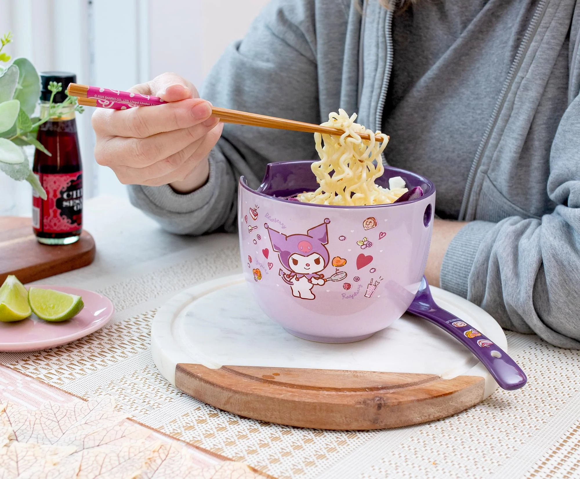Sanrio Kuromi 20-Ounce Ramen Bowl With Chopsticks and Spoon - Image 10