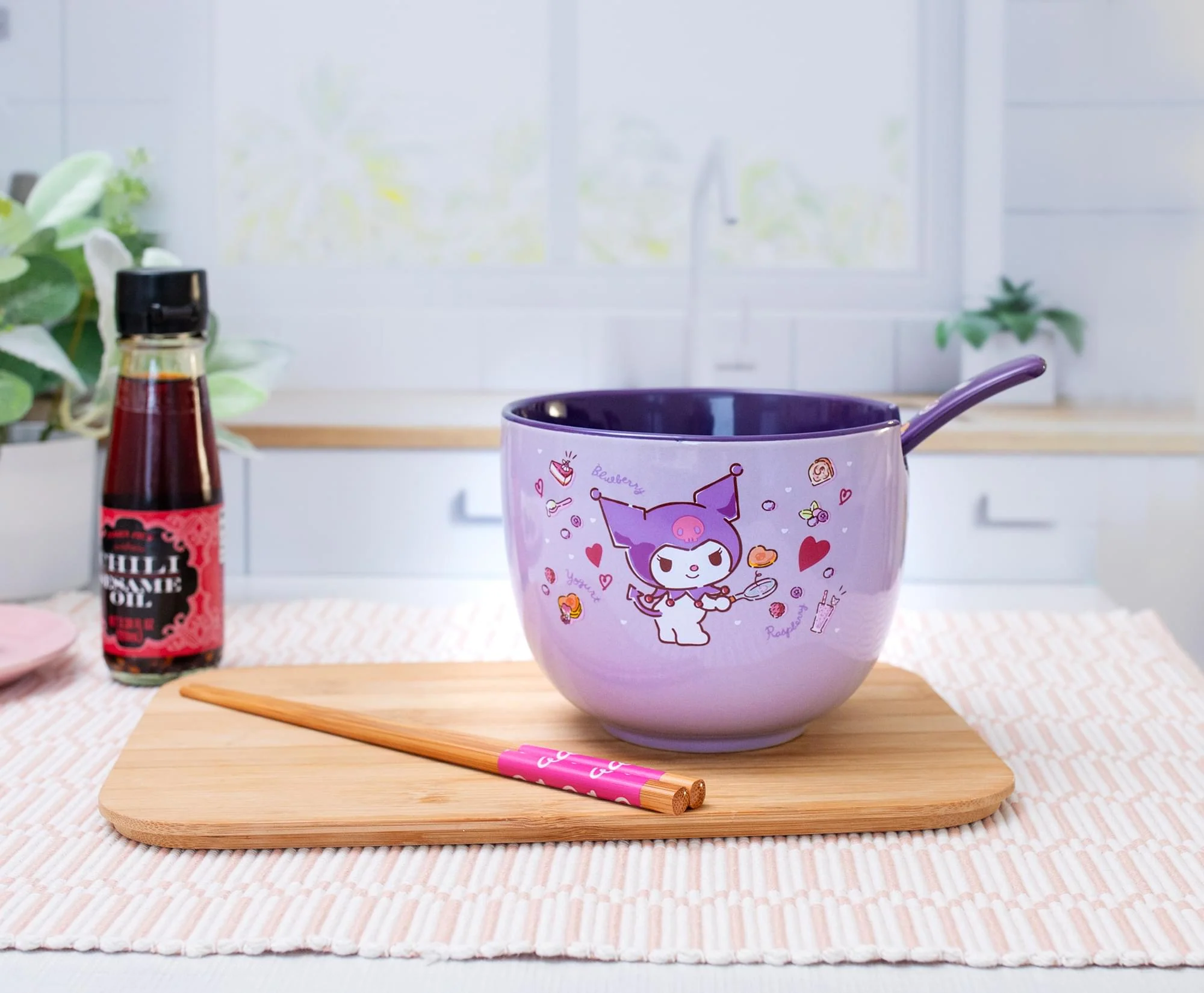 Sanrio Kuromi 20-Ounce Ramen Bowl With Chopsticks and Spoon - Image 4