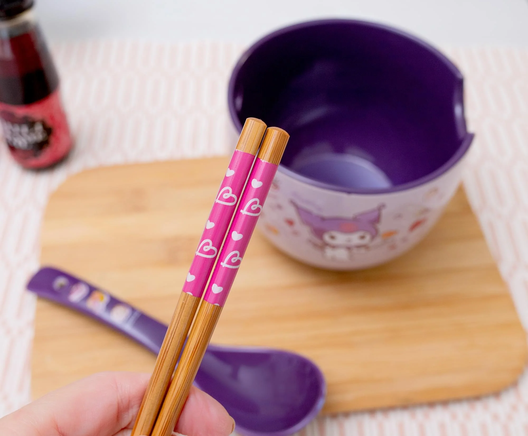 Sanrio Kuromi 20-Ounce Ramen Bowl With Chopsticks and Spoon - Image 5