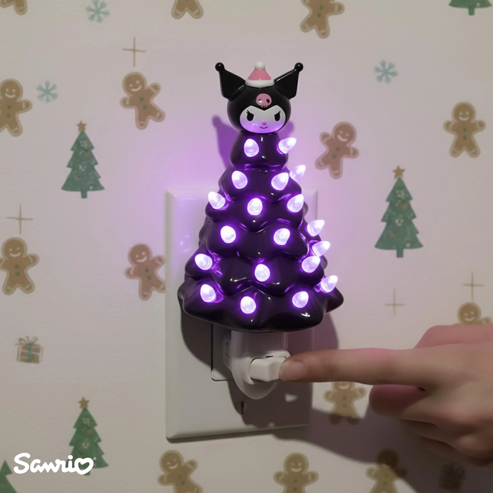 Sanrio Kuromi 6-Inch Ceramic Christmas Tree Plug-In Nightlight - Image 5