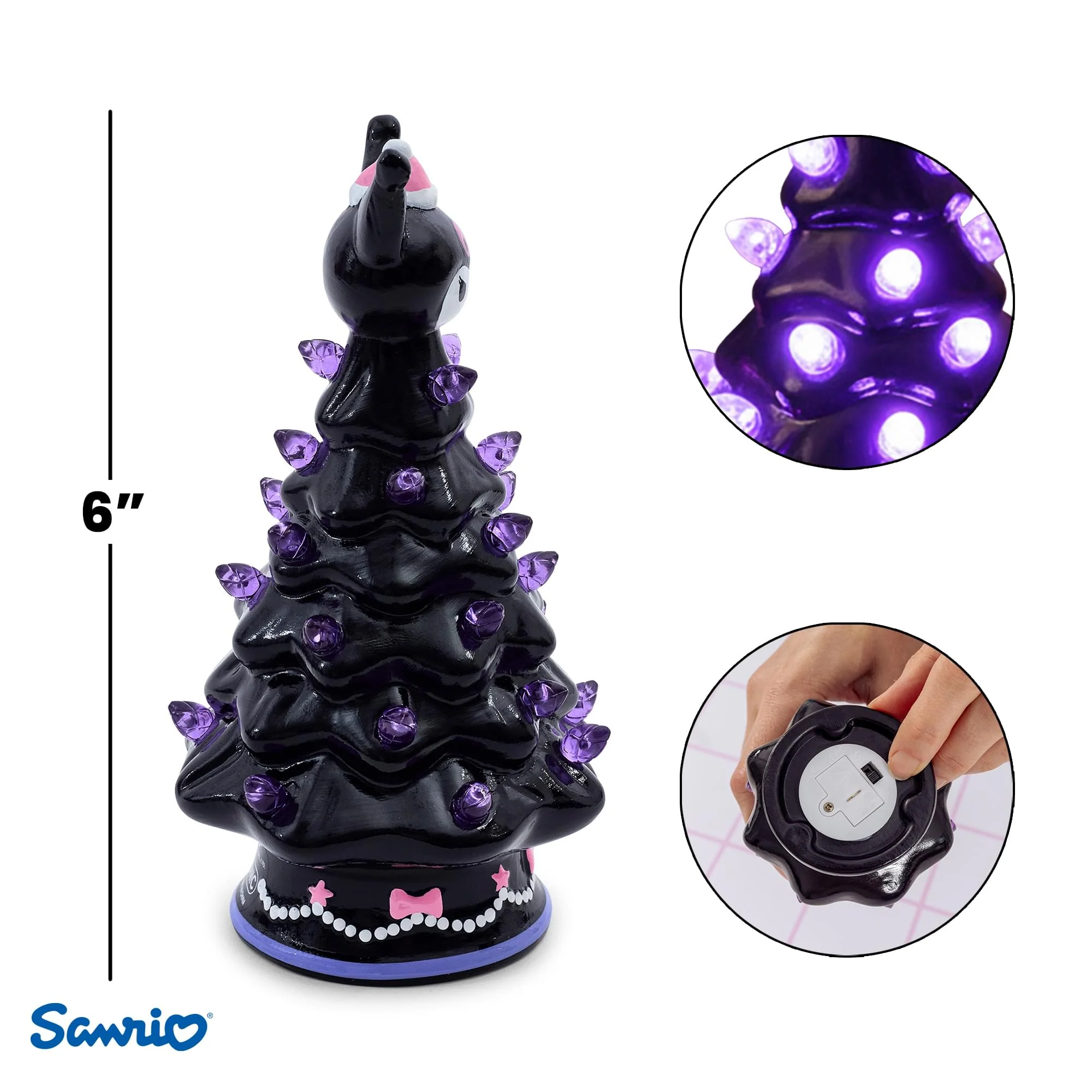 Sanrio Kuromi Light-Up Ceramic Christmas Tree | 6 Inches Tall - Image 3