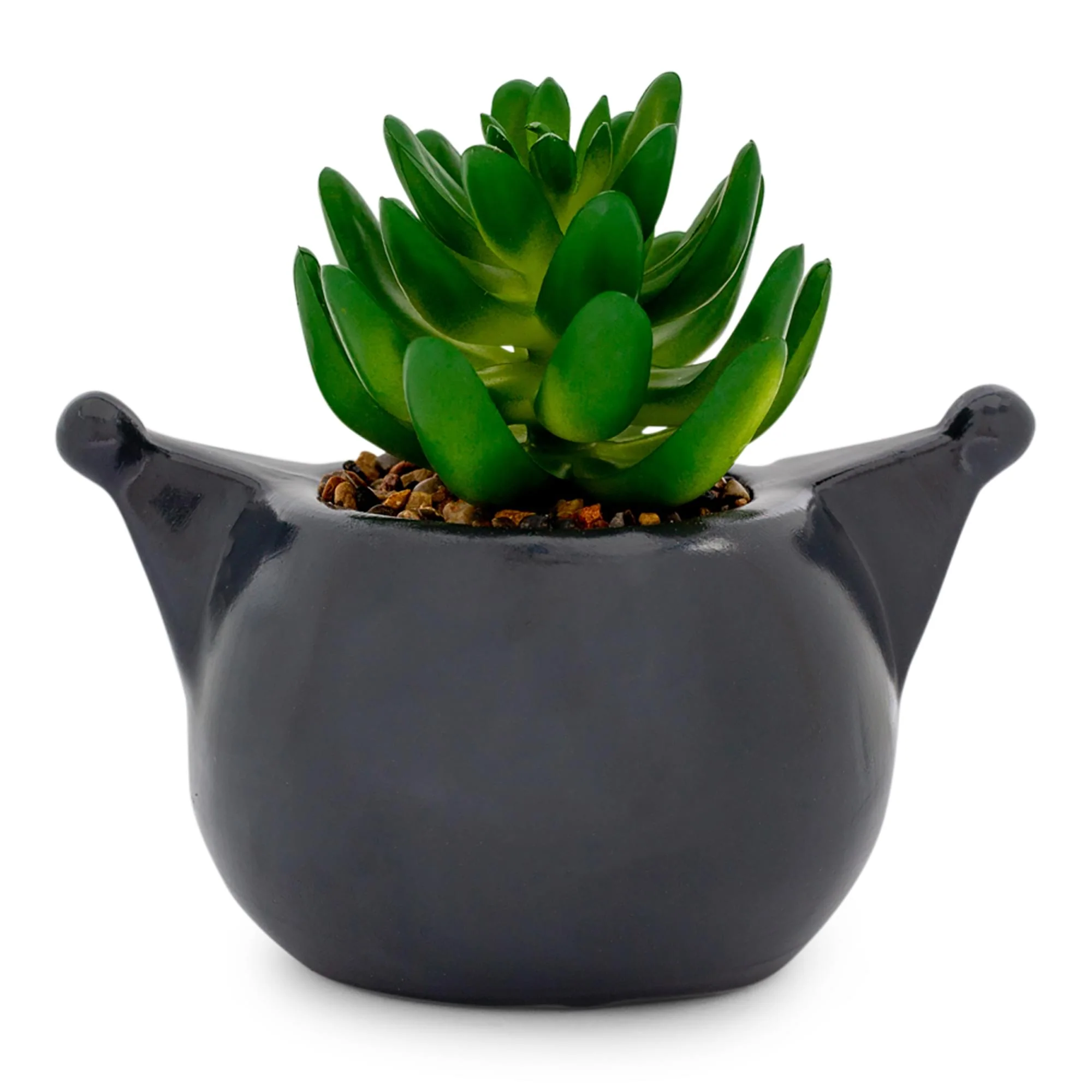 Sanrio Kuromi Smiling Head 3-Inch Ceramic Mini Planter With Artificial Succulent - Image 3