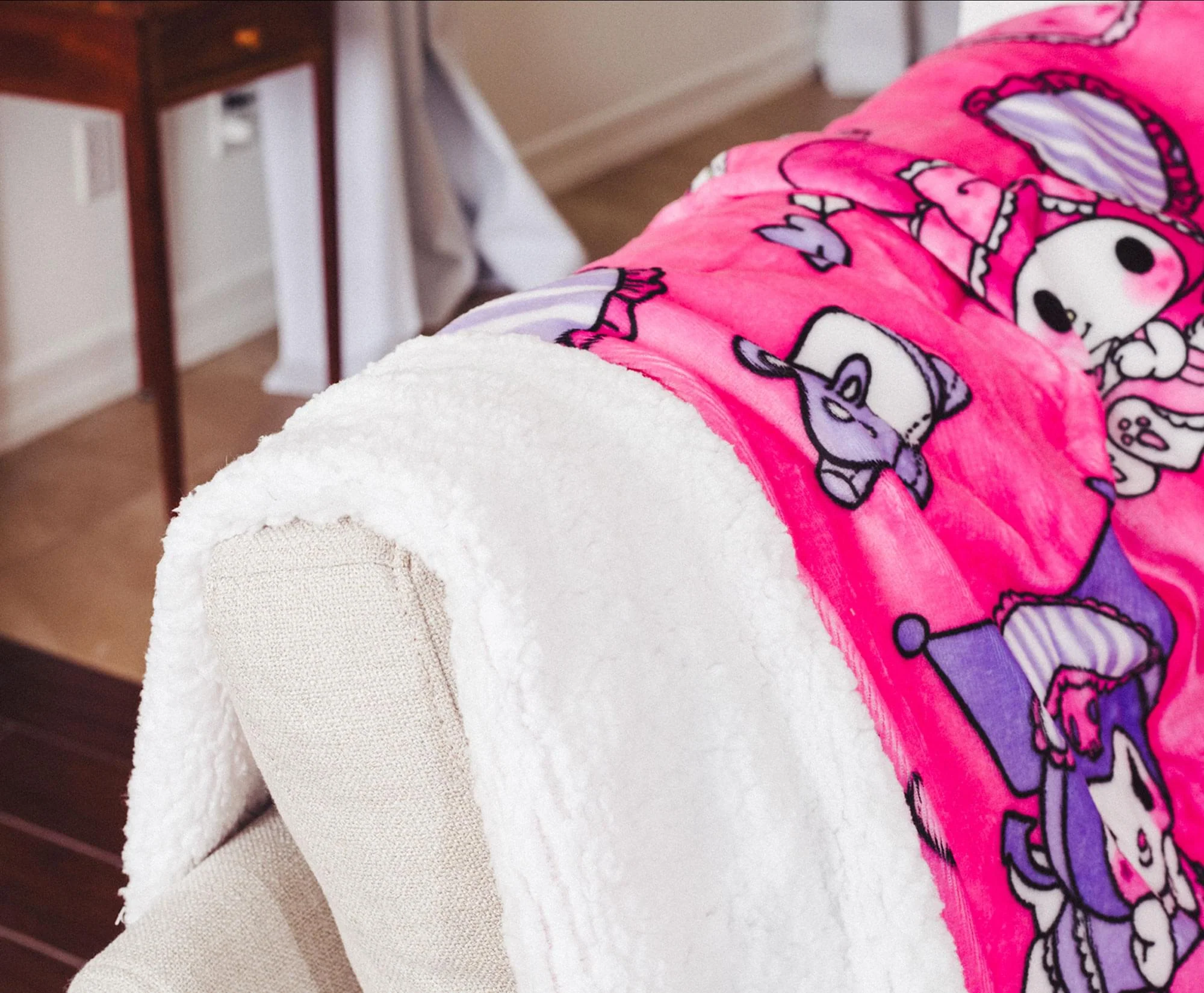 Sanrio My Melody and Kuromi Pillow Fight Sherpa Throw Blanket | 50 x 60 Inches - Image 9