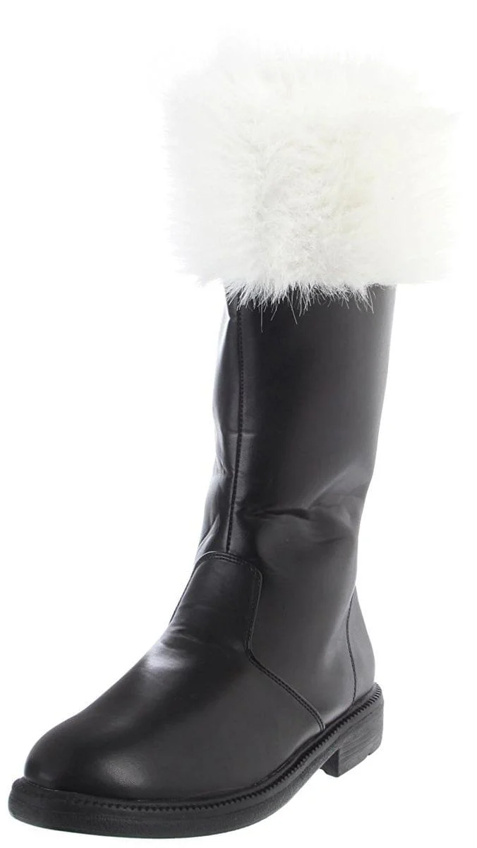 Santa Men's Costume Boots w/ White Fur Cuff