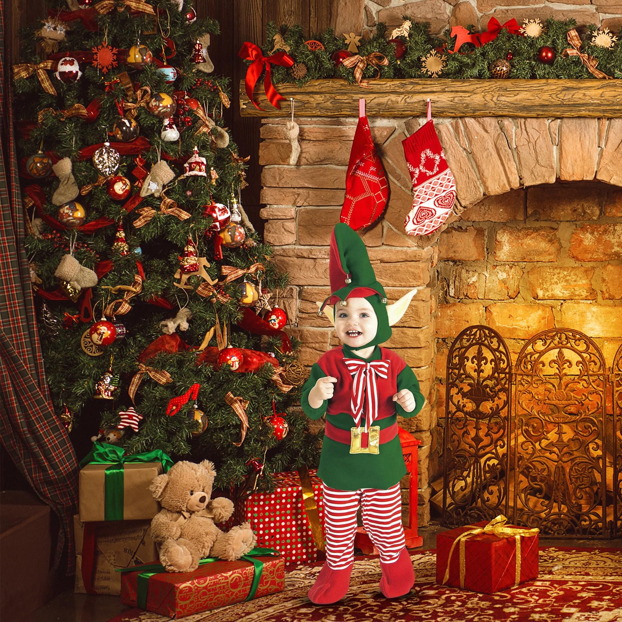 Santa's Helper Elf Fleece Costume Infant - Image 4